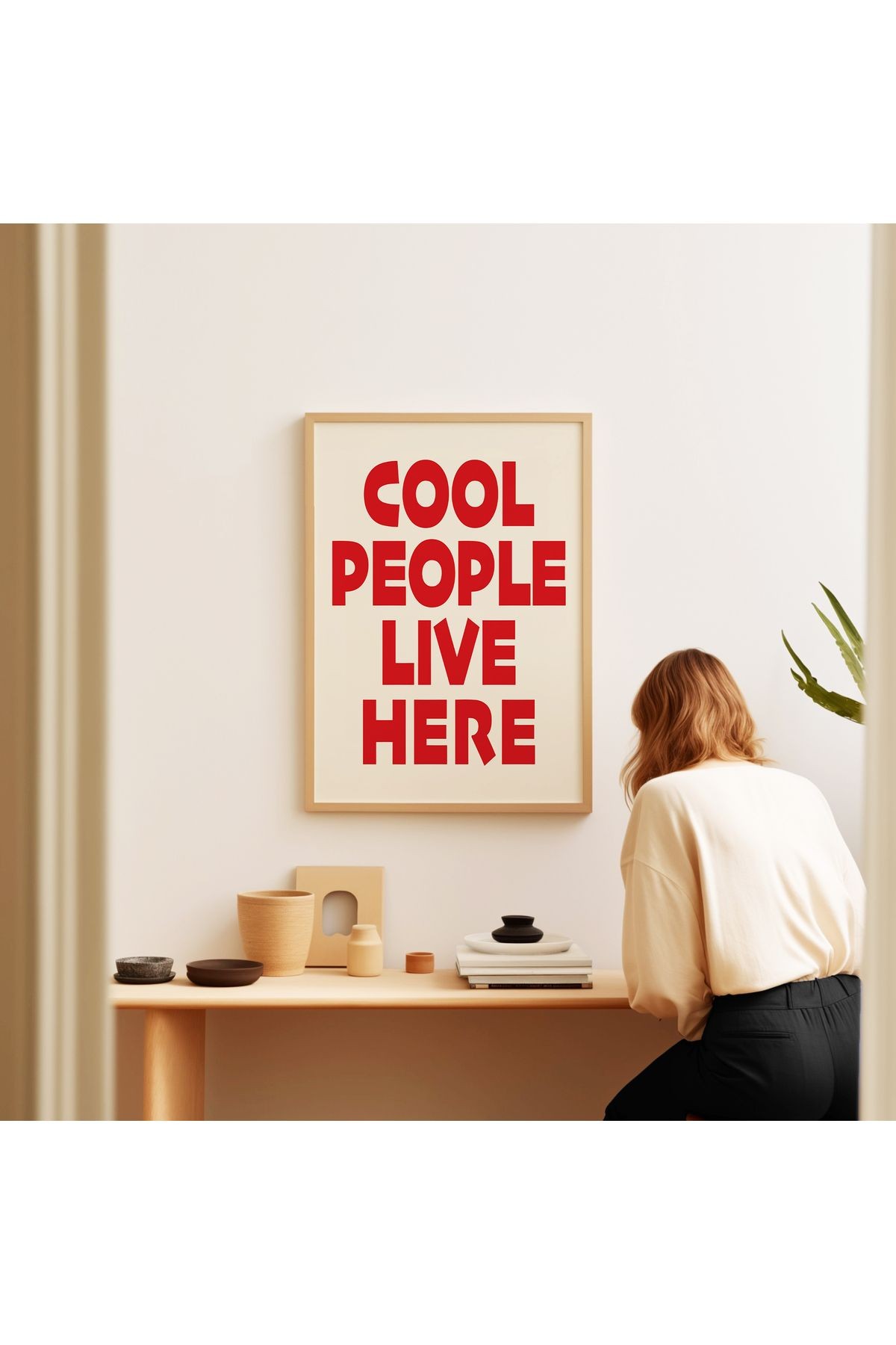 COOL PEOPLE LIVE HERE Poster – Modern Tipografi Duvar Yazısı - Çerçevesiz Poster