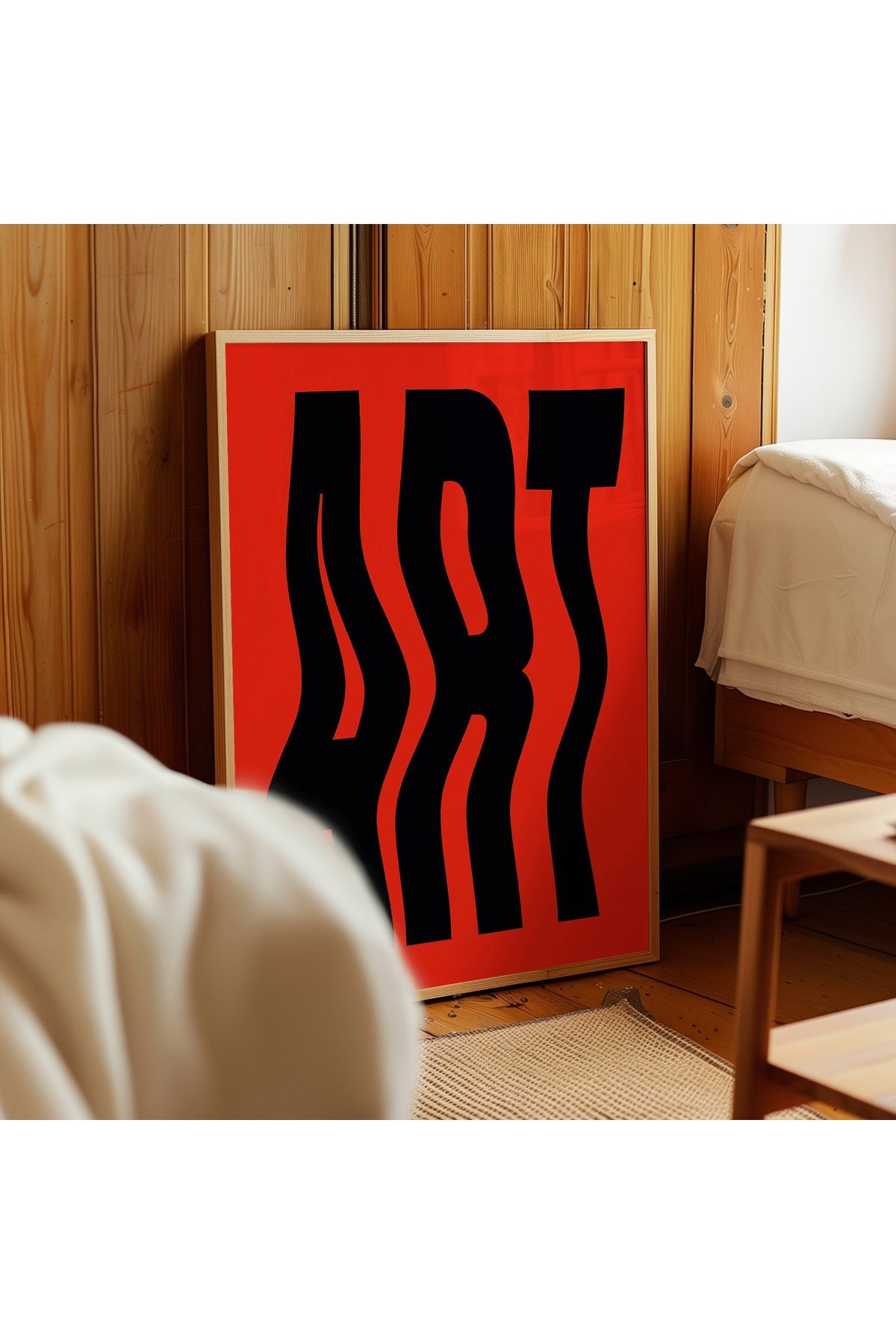 ART - Kırmızı ve Siyah Modern Tipografi - Tablo Ölçülerinde Çerçevesiz Poster