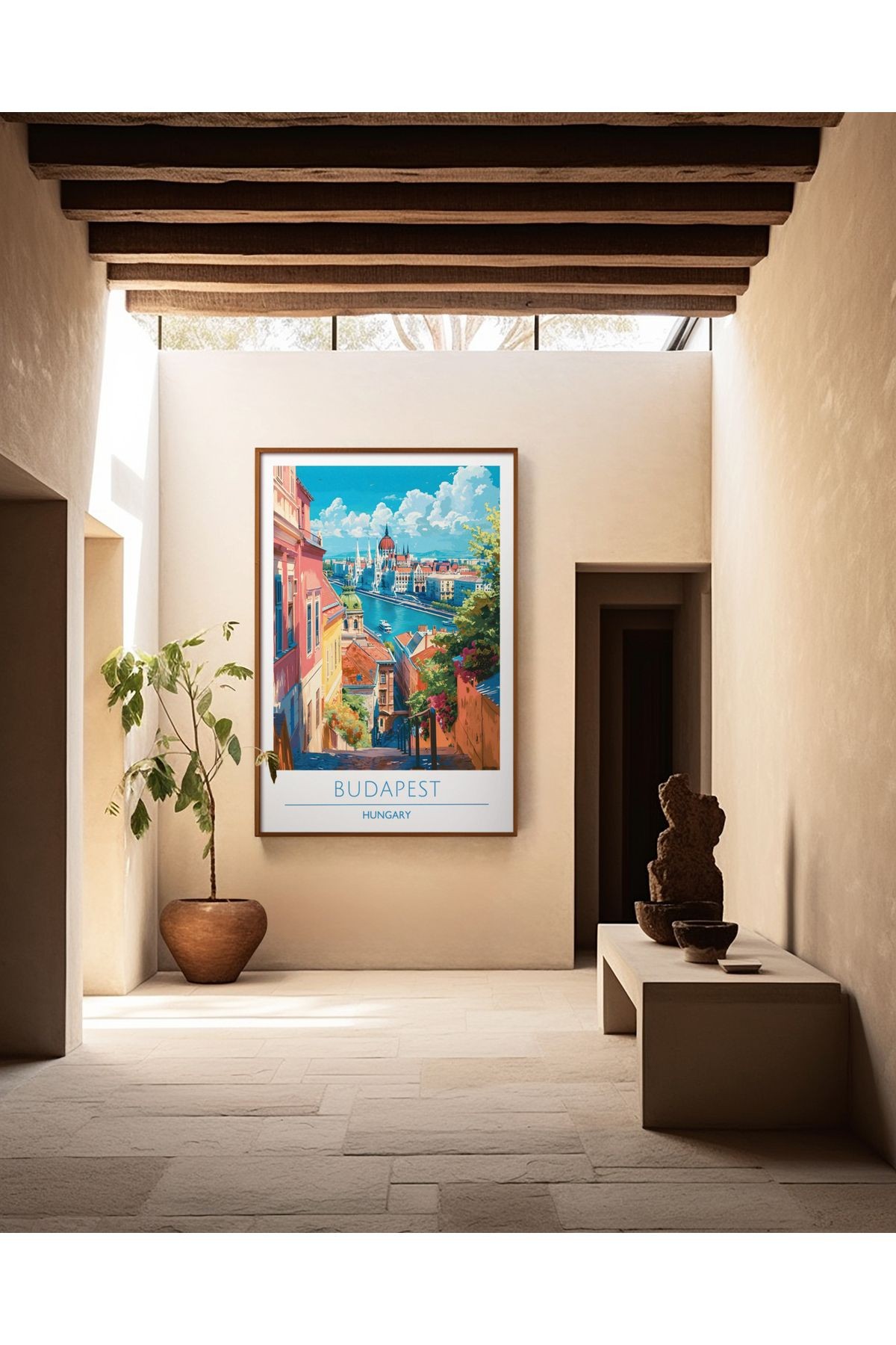 Budapeşte Poster - Seyahat Posteri - Tablo Ölçülerinde Çerçevesiz Şehir Posteri
