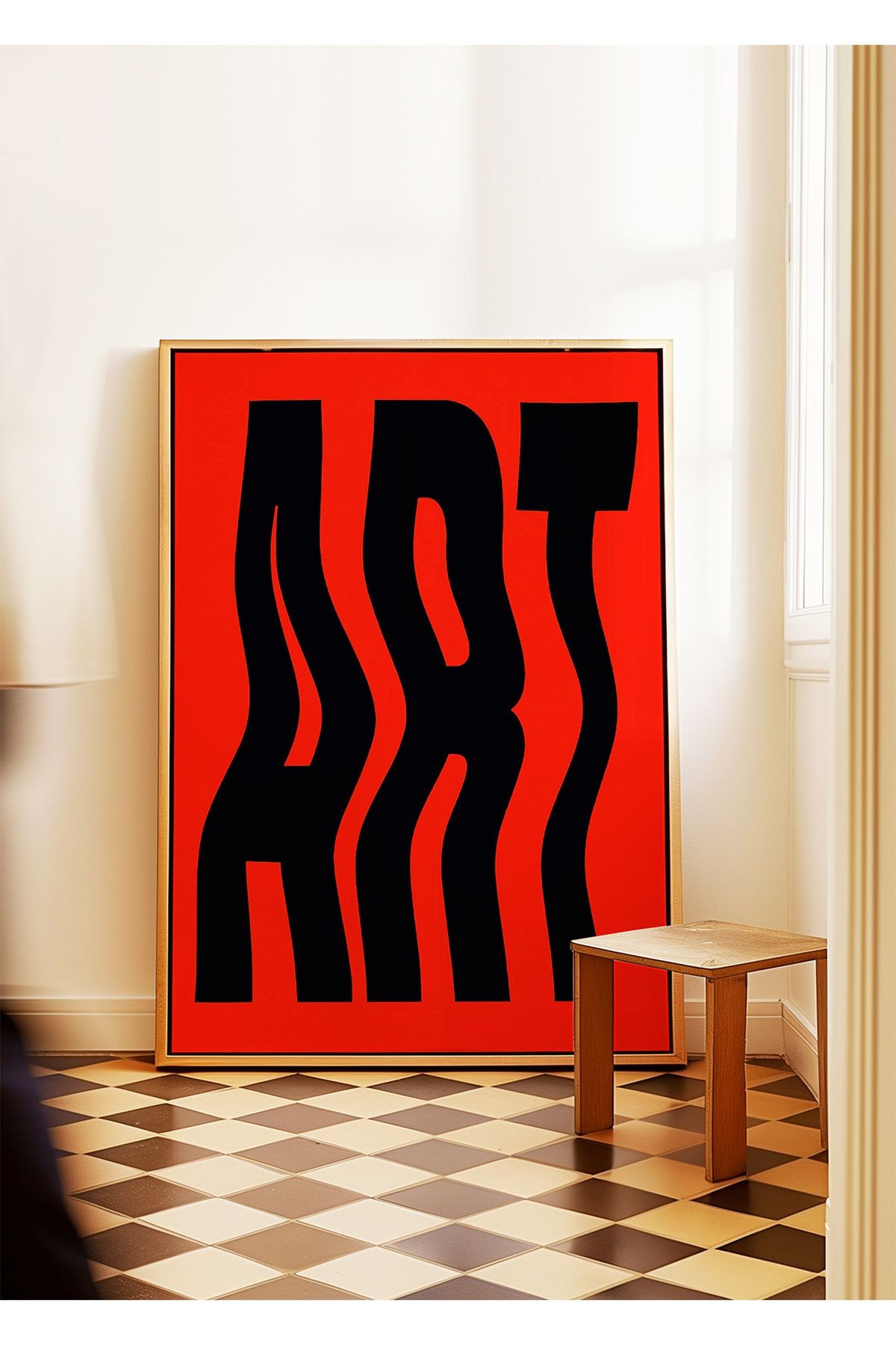 ART - Kırmızı ve Siyah Modern Tipografi - Tablo Ölçülerinde Çerçevesiz Poster