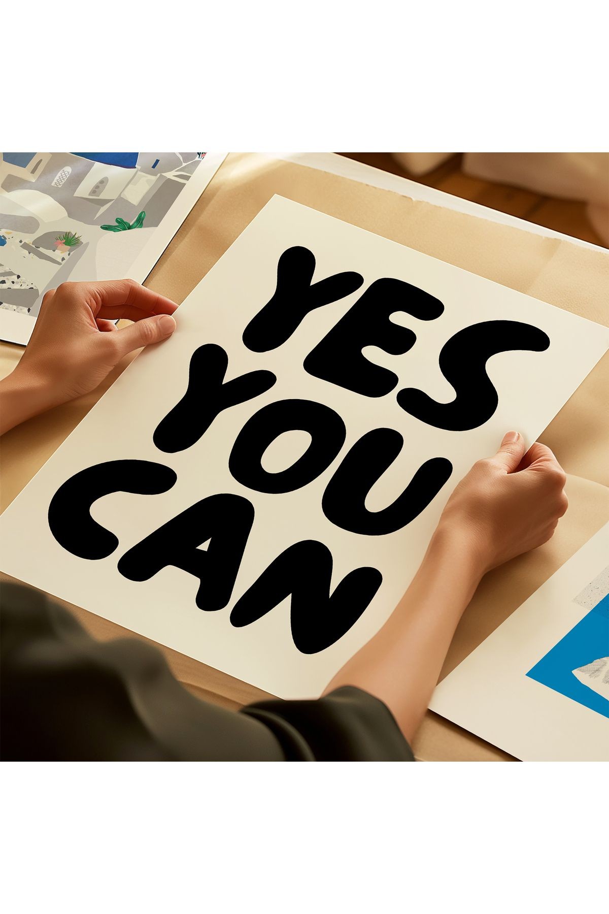 YES YOU CAN  - Poster - Duvar Dekorasyonu - Tablo Ölçülerinde Çerçevesiz Poster