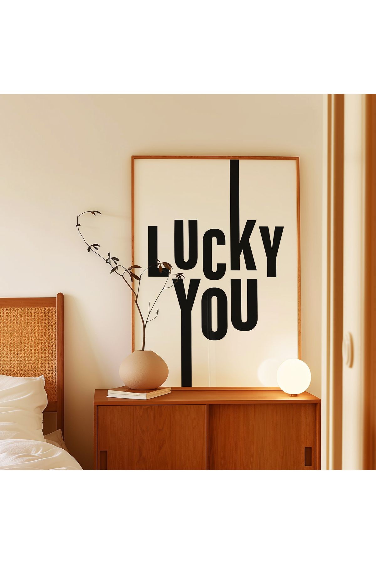 LUCKY YOU – Minimal Siyah Beyaz Poster - Tablo Ölçülerinde Çerçevesiz Poster