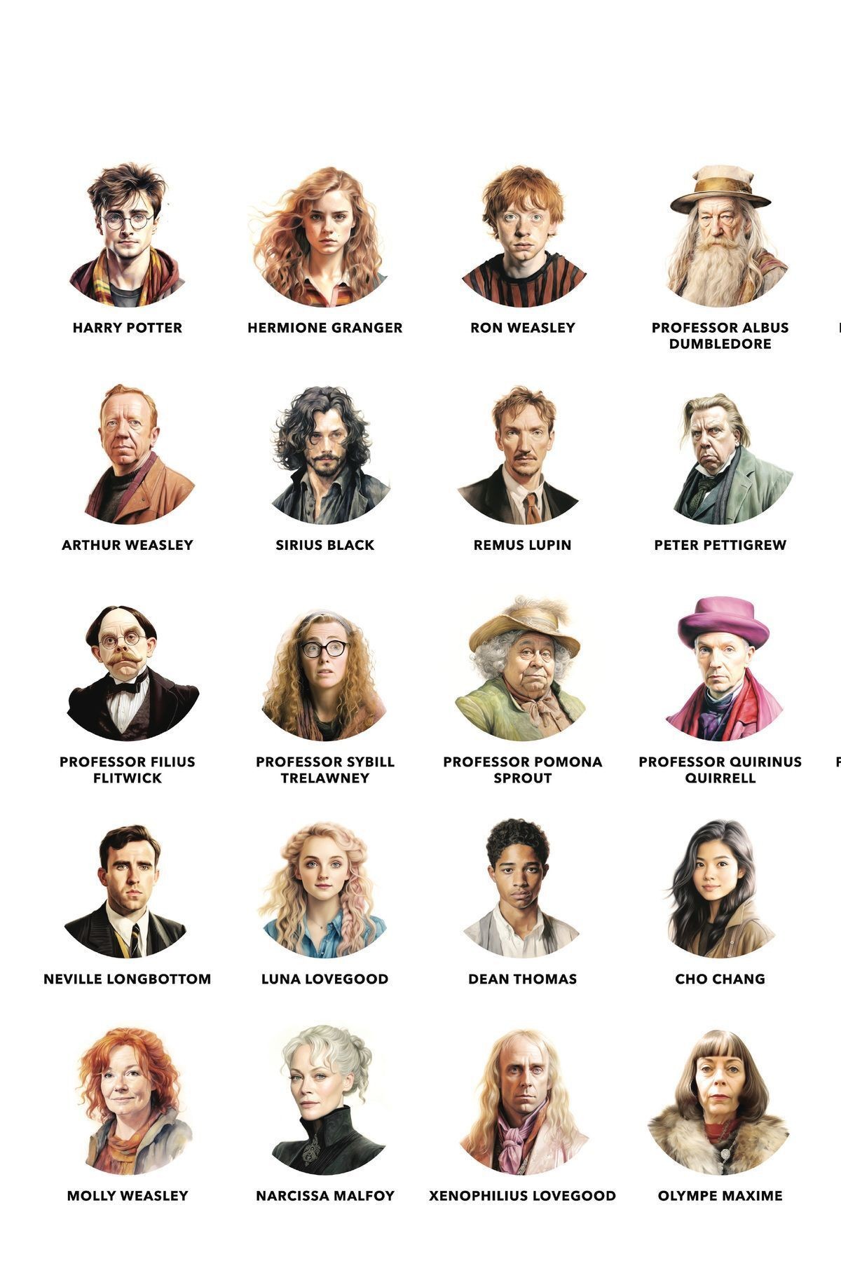 Harry Potter Poster - Tüm Karakterlerin Büyülü Galerisi - Çerçevesiz Poster Baskı
