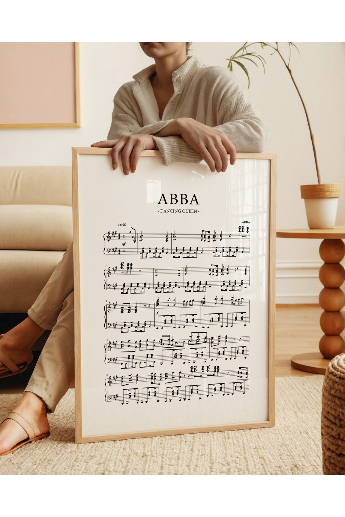 ABBA Dancing Queen - Notalı Müzik Posteri - Tablo Ölçülerinde Çerçevesiz Poster