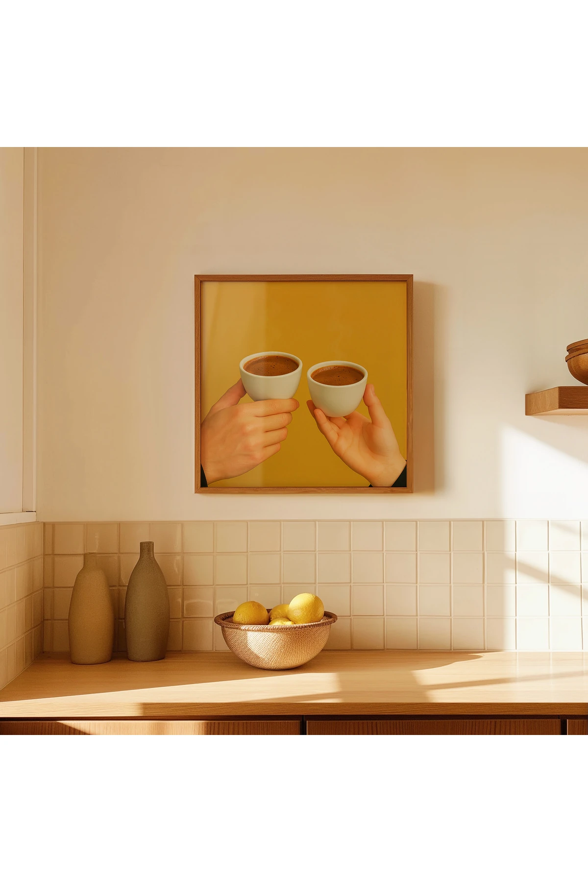 A Cup of Connection - Kahve Koleksiyonu - Kare Poster - Tablo Ölçülerinde Çerçevesiz Poster