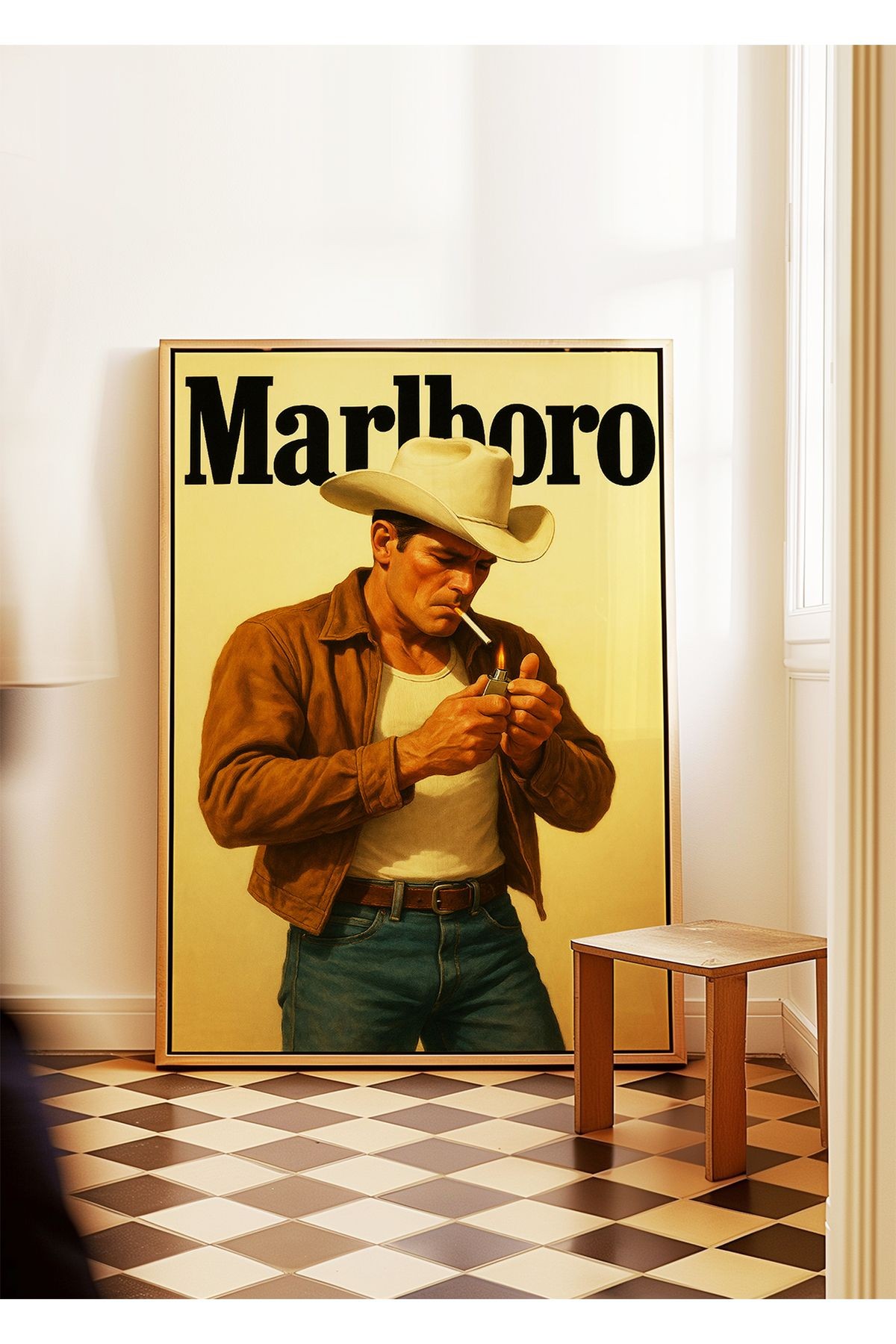 Marlboro Cowboy - Retro Western Stil - Tablo Ölçülerinde Çerçevesiz Poster