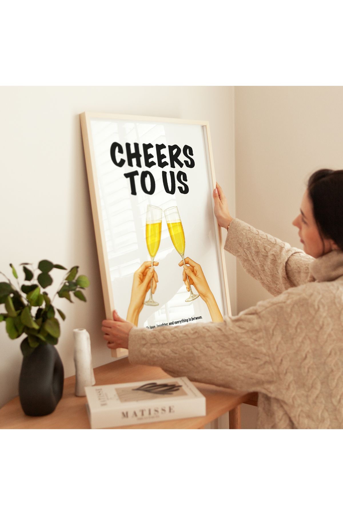 Cheers to Us Poster – Şampanya Kadehli Romantik Duvar Posteri - Çerçevesiz Poster