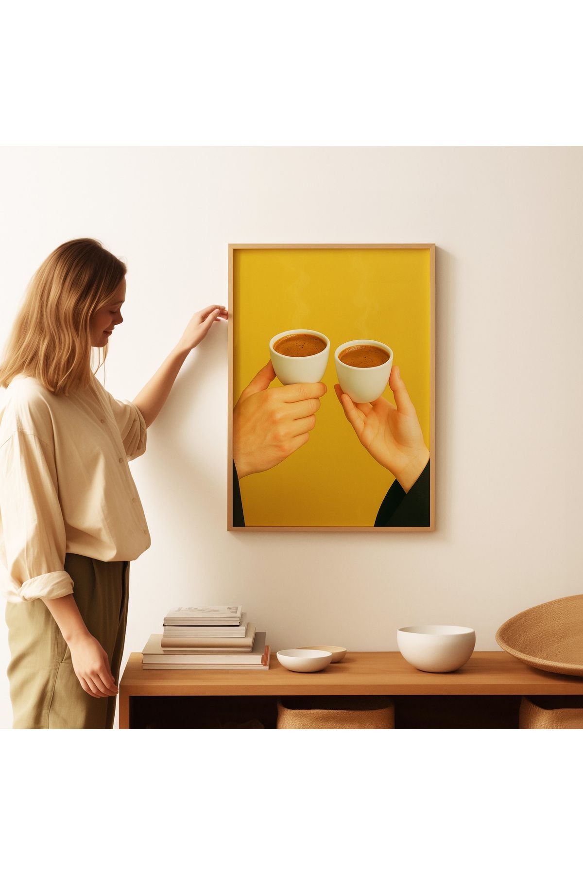 A Cup of Connection - Minimal Espresso Kahve Posteri - Tablo Ölçülerinde Çerçevesiz Poster