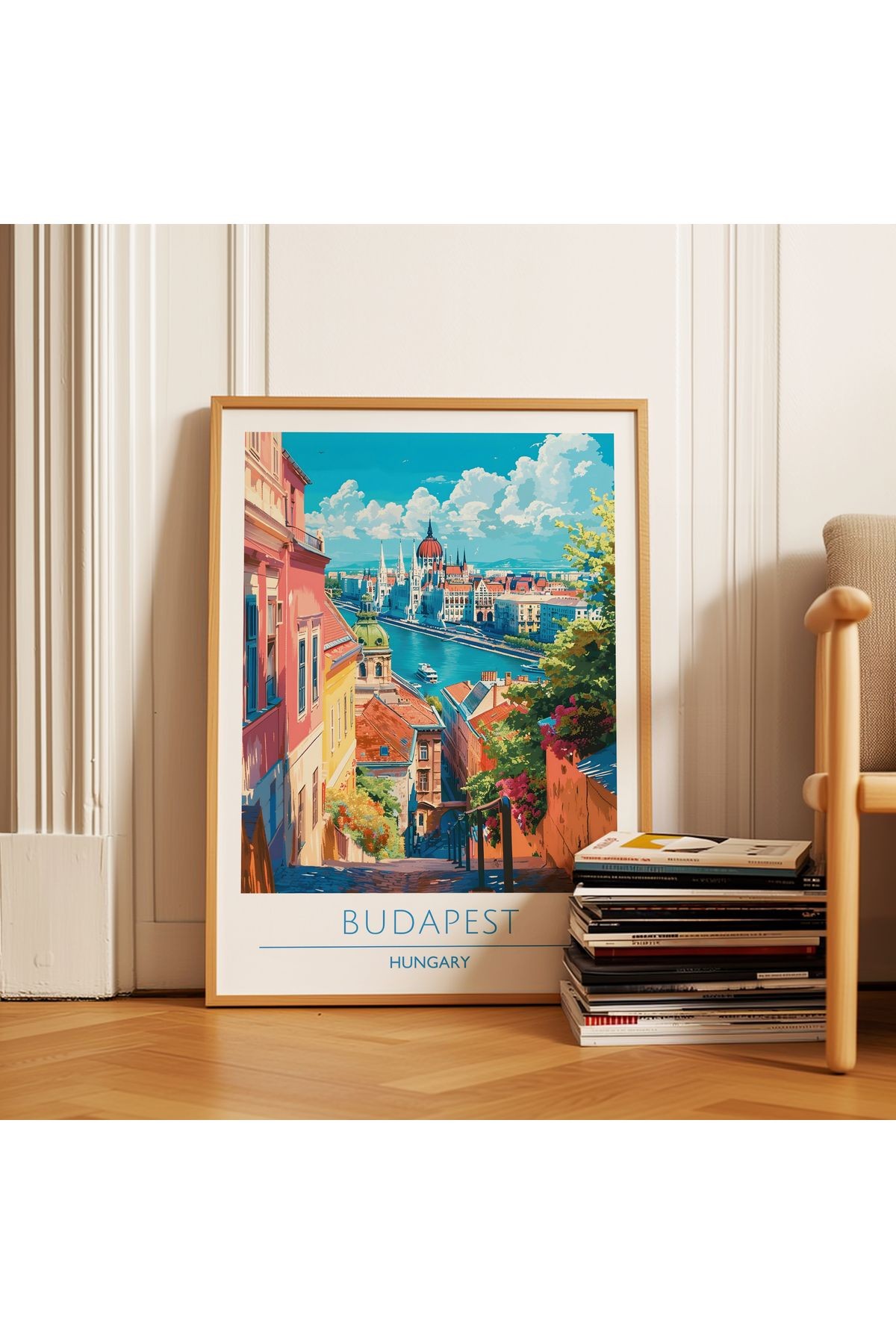 Budapeşte Poster - Seyahat Posteri - Tablo Ölçülerinde Çerçevesiz Şehir Posteri