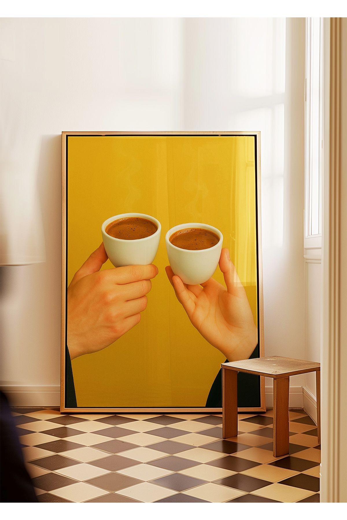A Cup of Connection - Minimal Espresso Kahve Posteri - Tablo Ölçülerinde Çerçevesiz Poster