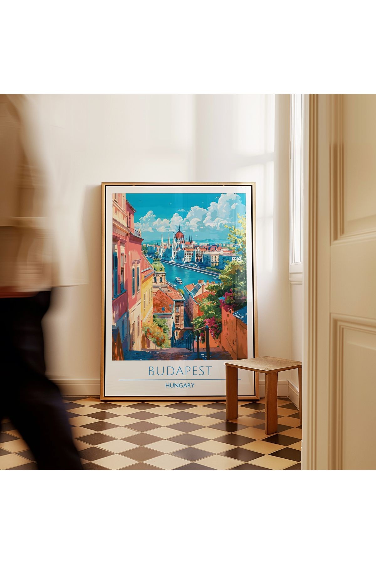 Budapeşte Poster - Seyahat Posteri - Tablo Ölçülerinde Çerçevesiz Şehir Posteri