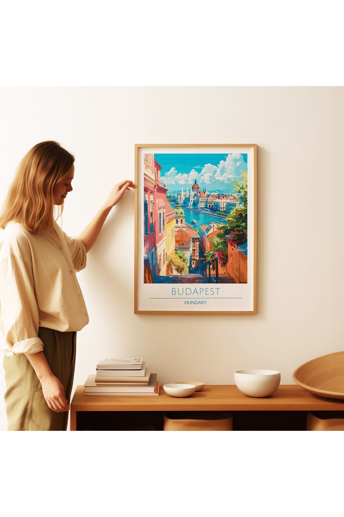 Budapeşte Poster - Seyahat Posteri - Tablo Ölçülerinde Çerçevesiz Şehir Posteri