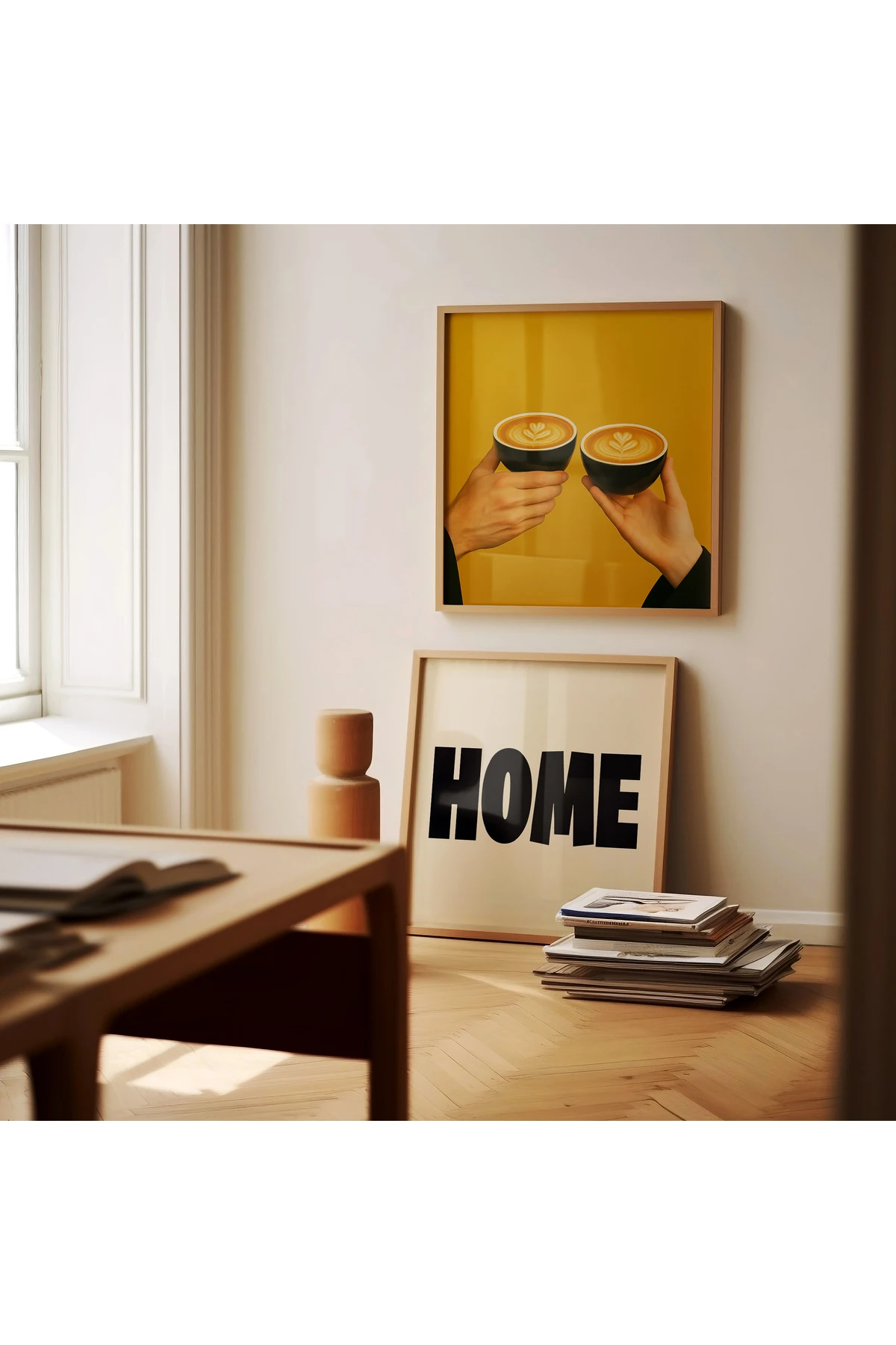 A Cup of Connection - Kahve Koleksiyonu - Kare Poster - Tablo Ölçülerinde Çerçevesiz Poster