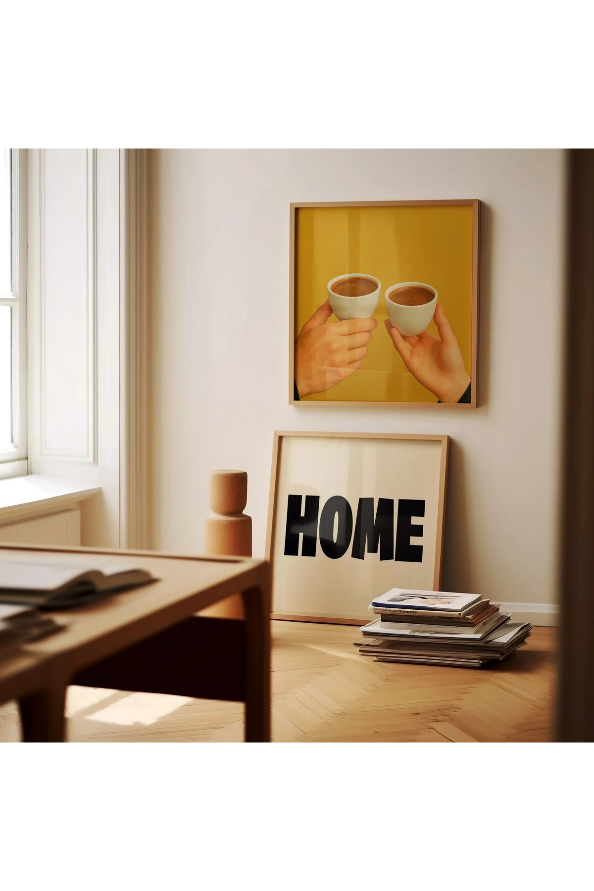 A Cup of Connection - Kahve Koleksiyonu - Kare Poster - Tablo Ölçülerinde Çerçevesiz Poster