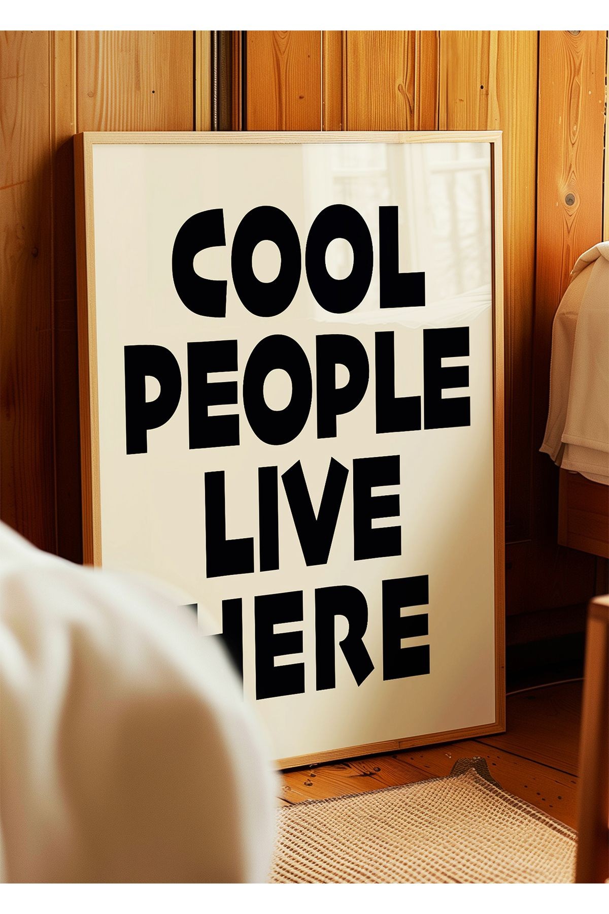 COOL PEOPLE LIVE HERE Poster – Modern Tipografi Duvar Yazısı - Çerçevesiz Poster