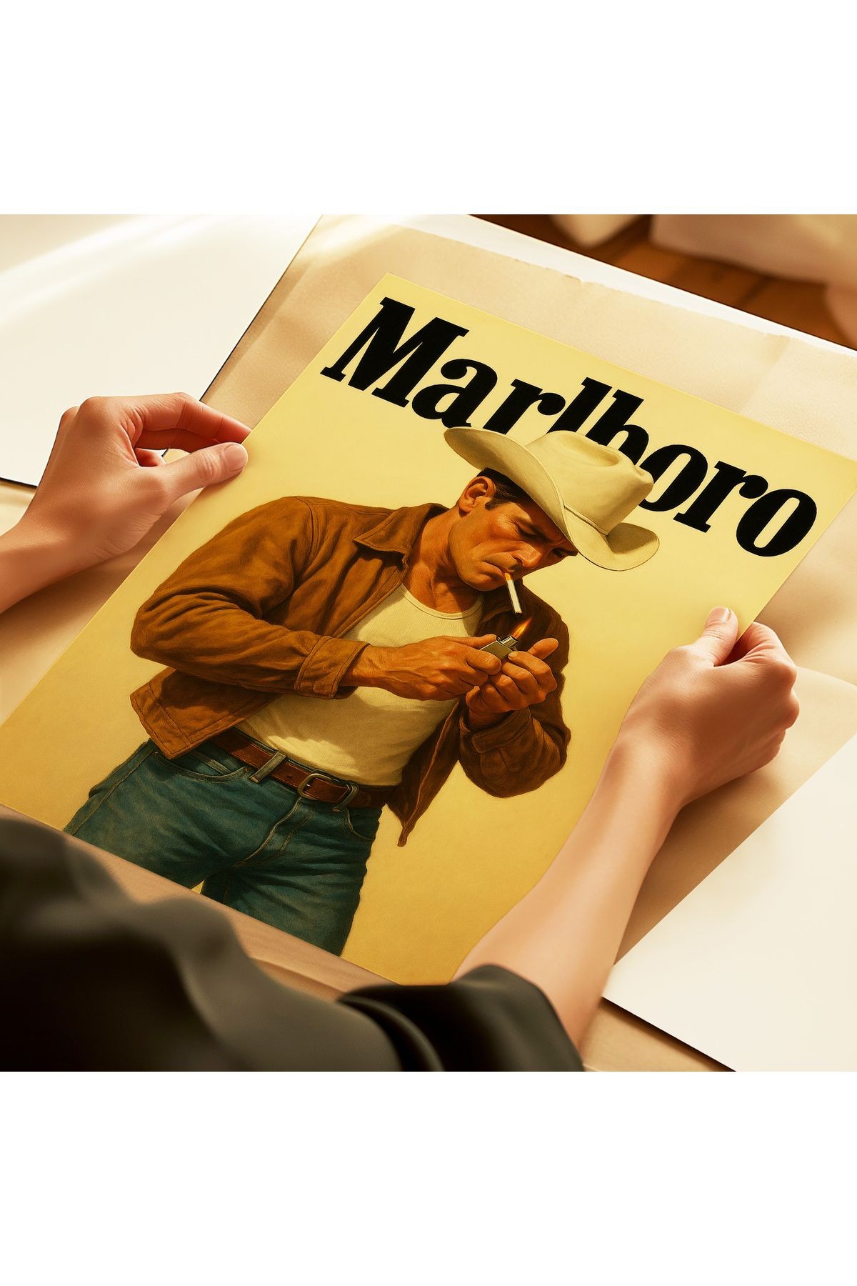 Marlboro Cowboy - Retro Western Stil - Tablo Ölçülerinde Çerçevesiz Poster