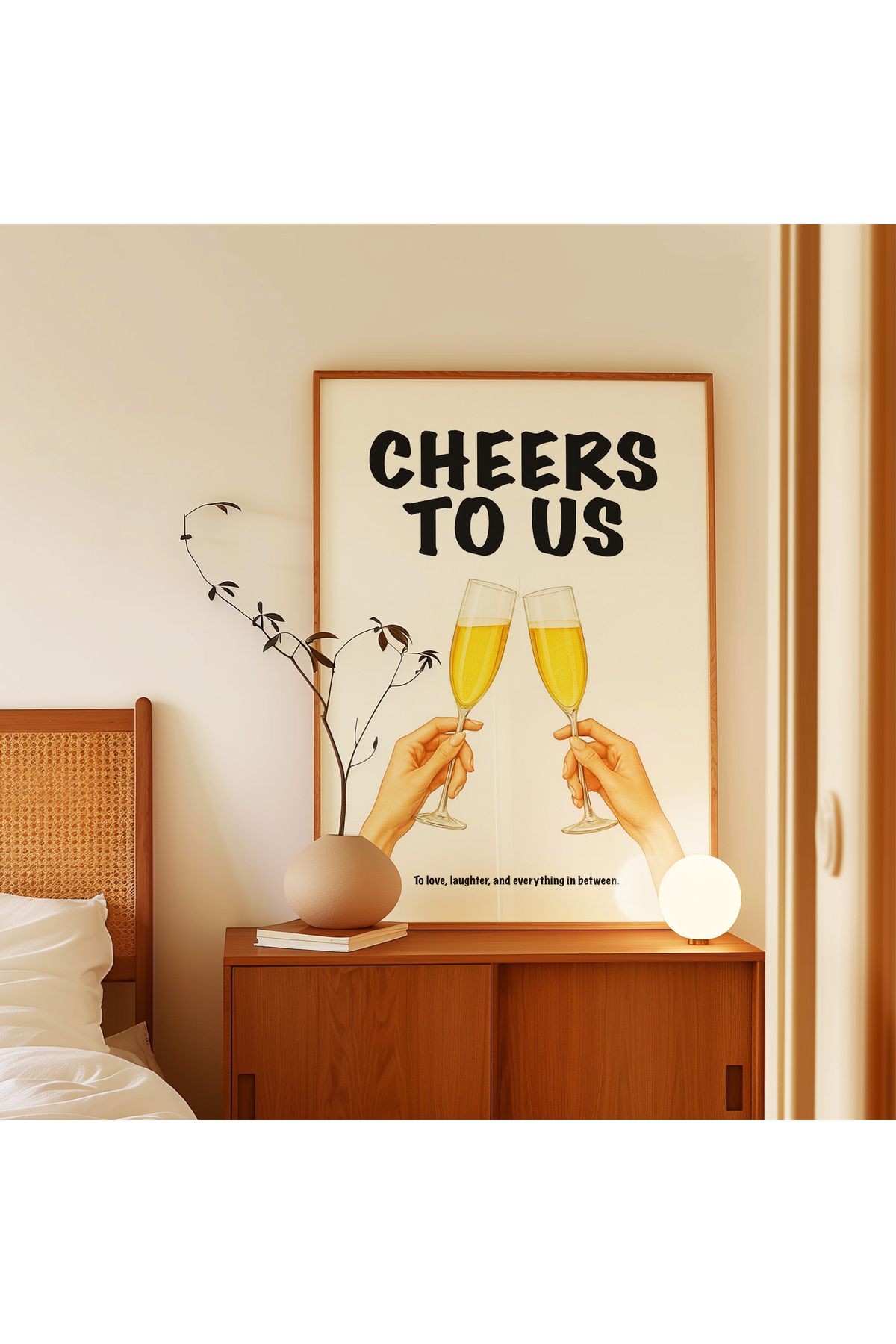Cheers to Us Poster – Şampanya Kadehli Romantik Duvar Posteri - Çerçevesiz Poster