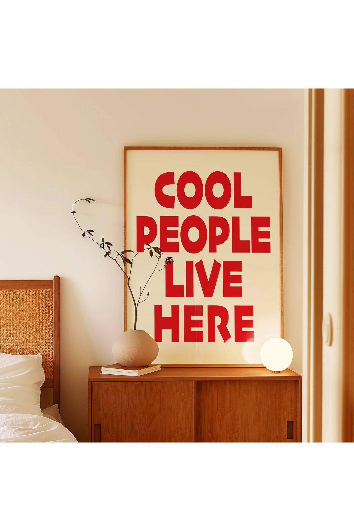 COOL PEOPLE LIVE HERE Poster – Modern Tipografi Duvar Yazısı - Çerçevesiz Poster