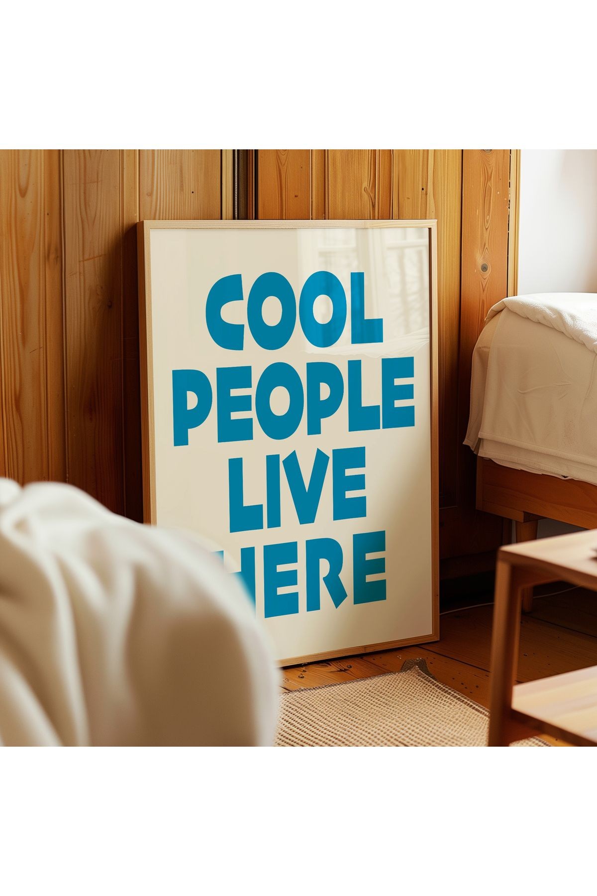COOL PEOPLE LIVE HERE Poster – Modern Tipografi Duvar Yazısı - Çerçevesiz Poster
