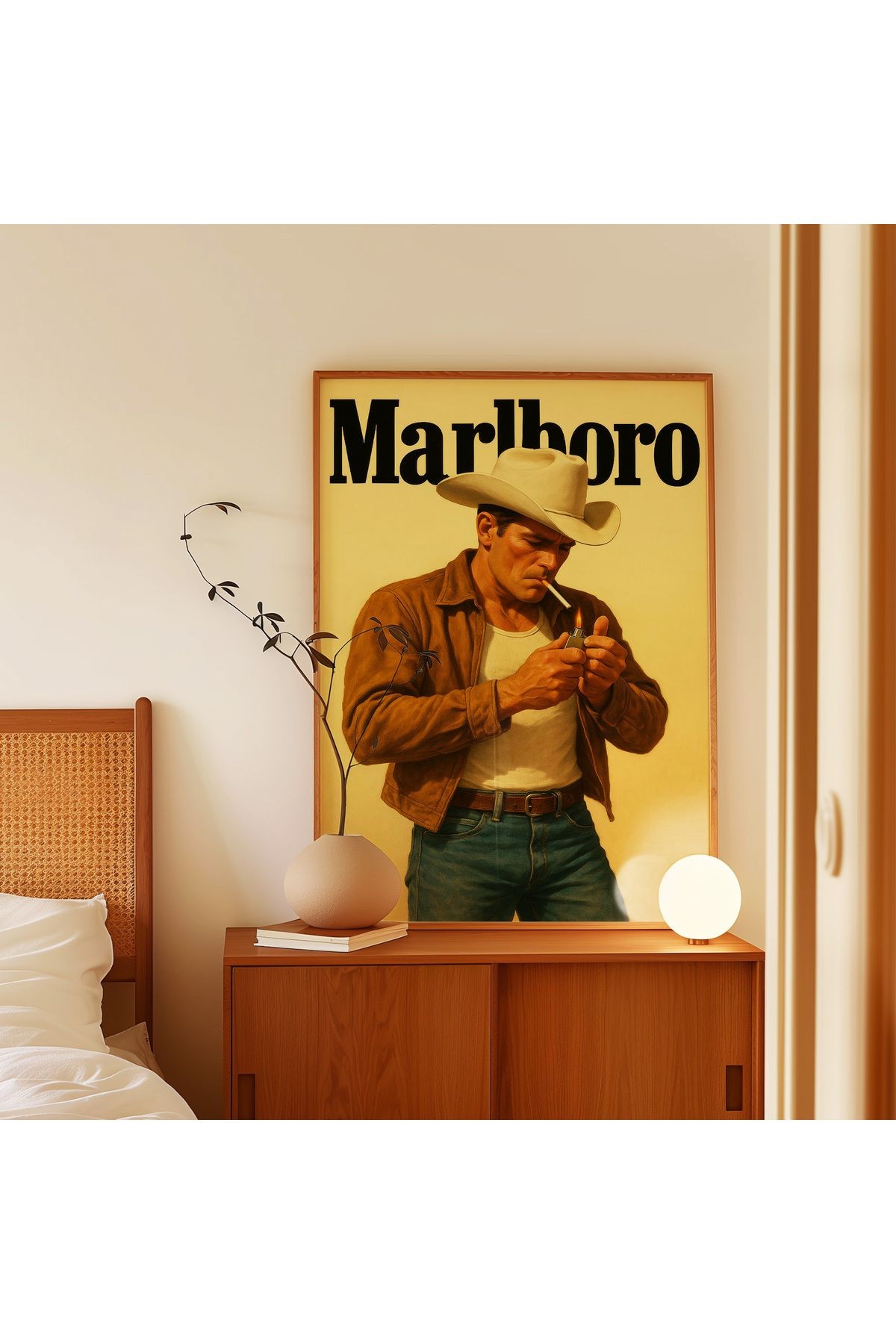 Marlboro Cowboy - Retro Western Stil - Tablo Ölçülerinde Çerçevesiz Poster