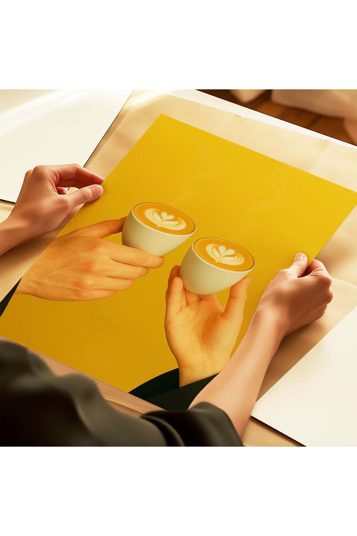 A Cup of Connection - Minimal Cortado Kahve Posteri - Tablo Ölçülerinde Çerçevesiz Poster