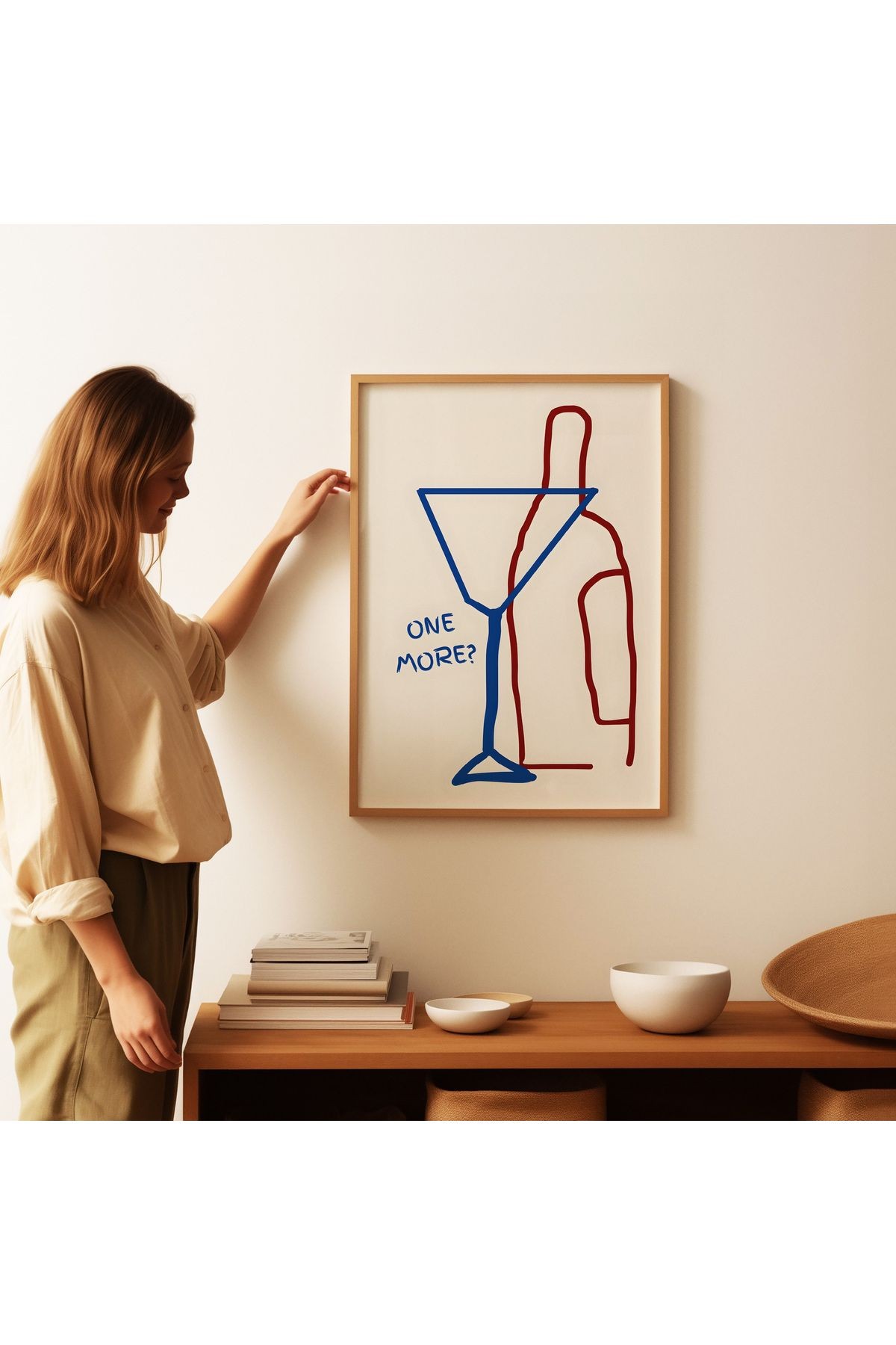 Kokteyl Poster - Line Art - Duvar Dekorasyonu - Tablo Ölçülerinde Çerçevesiz Poster