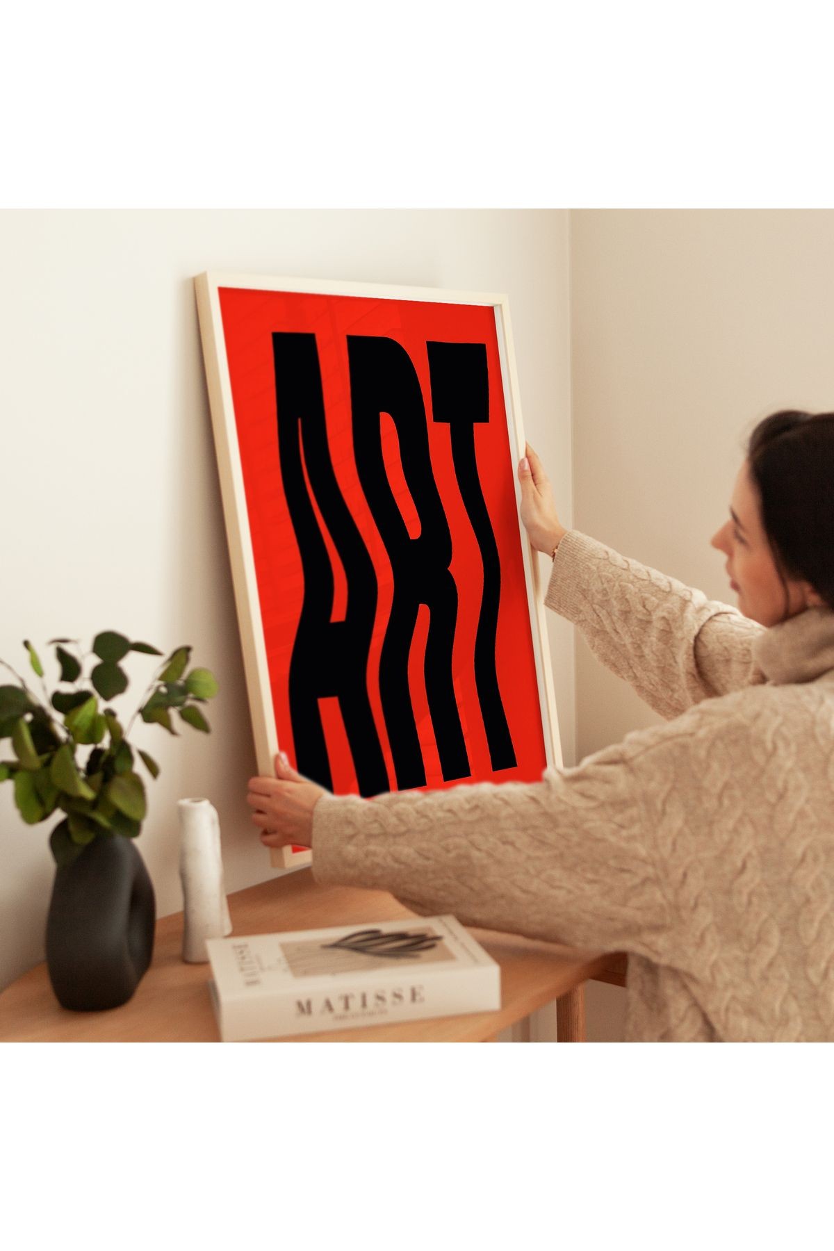 ART - Kırmızı ve Siyah Modern Tipografi - Tablo Ölçülerinde Çerçevesiz Poster