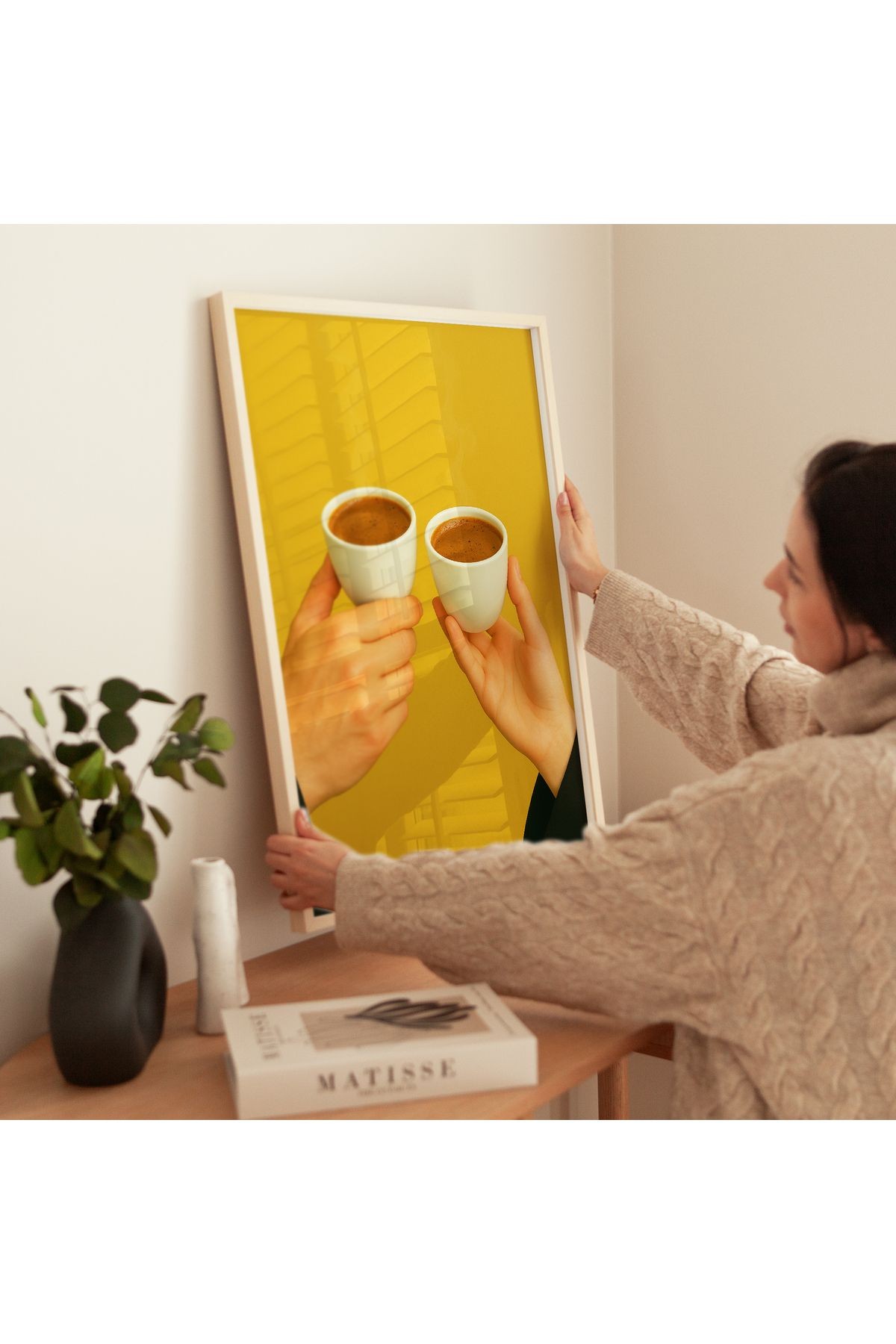 A Cup of Connection - Minimal Espresso Kahve Posteri - Tablo Ölçülerinde Çerçevesiz Poster