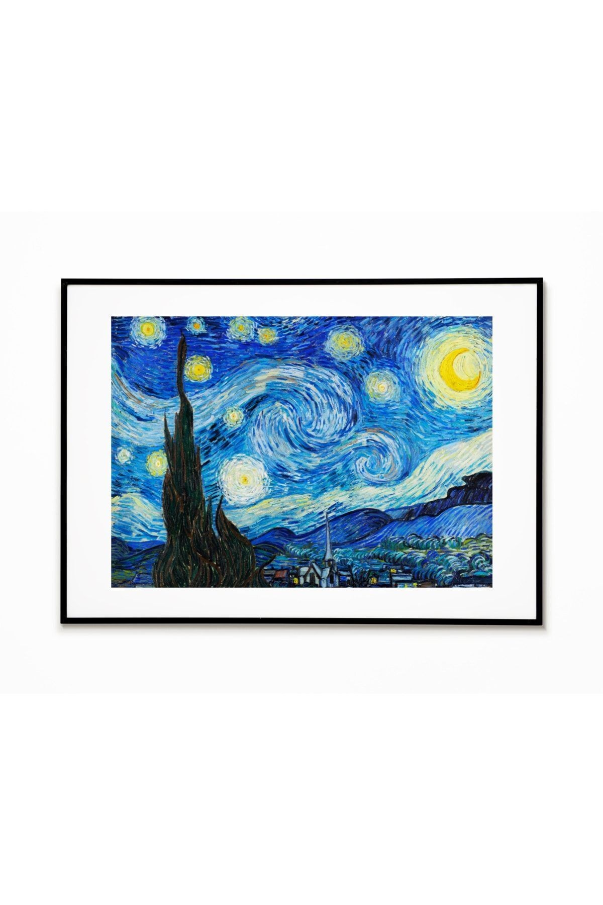 Van Gogh Poster - The Starry Night - Yıldızlı Gece Poster - Tablo Ölçülerinde Çerçevesiz Poster