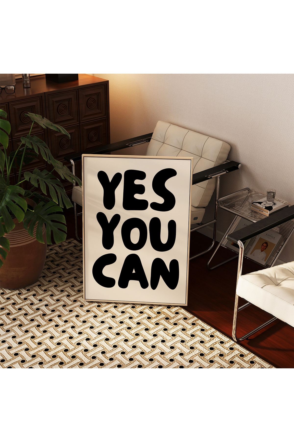 YES YOU CAN  - Poster - Duvar Dekorasyonu - Tablo Ölçülerinde Çerçevesiz Poster