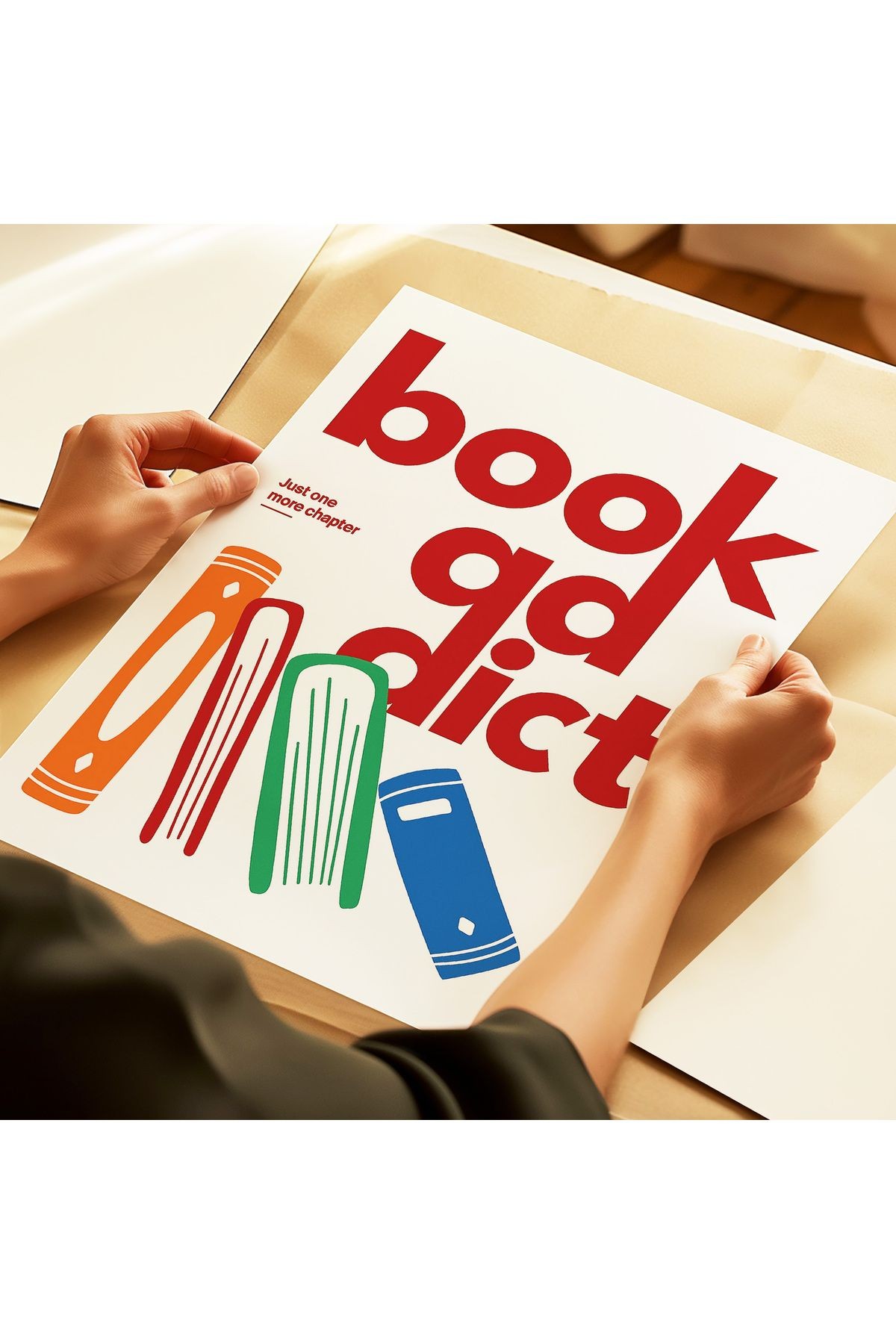 Book Addict - Kitap Bağımlısı Poster Baskı - Tablo Ölçülerinde Çerçevesiz Poster