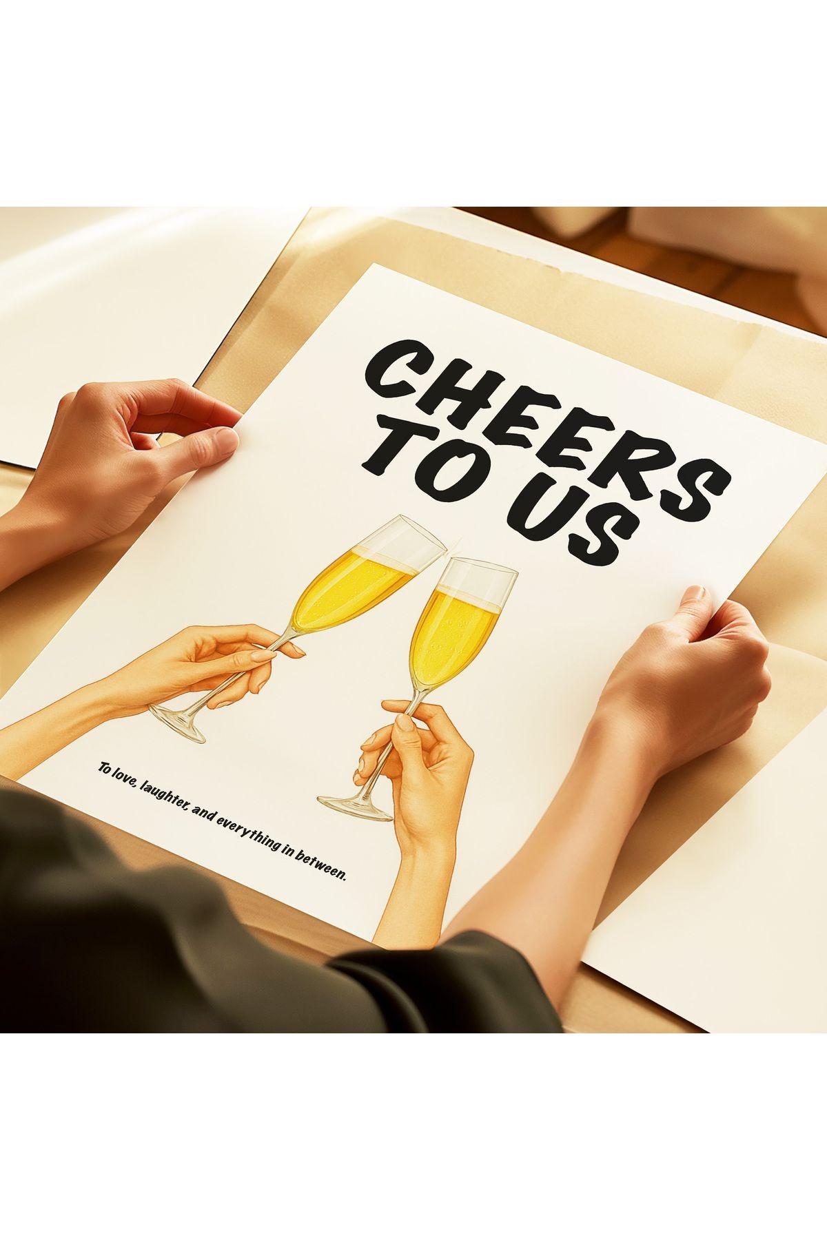 Cheers to Us Poster – Şampanya Kadehli Romantik Duvar Posteri - Çerçevesiz Poster