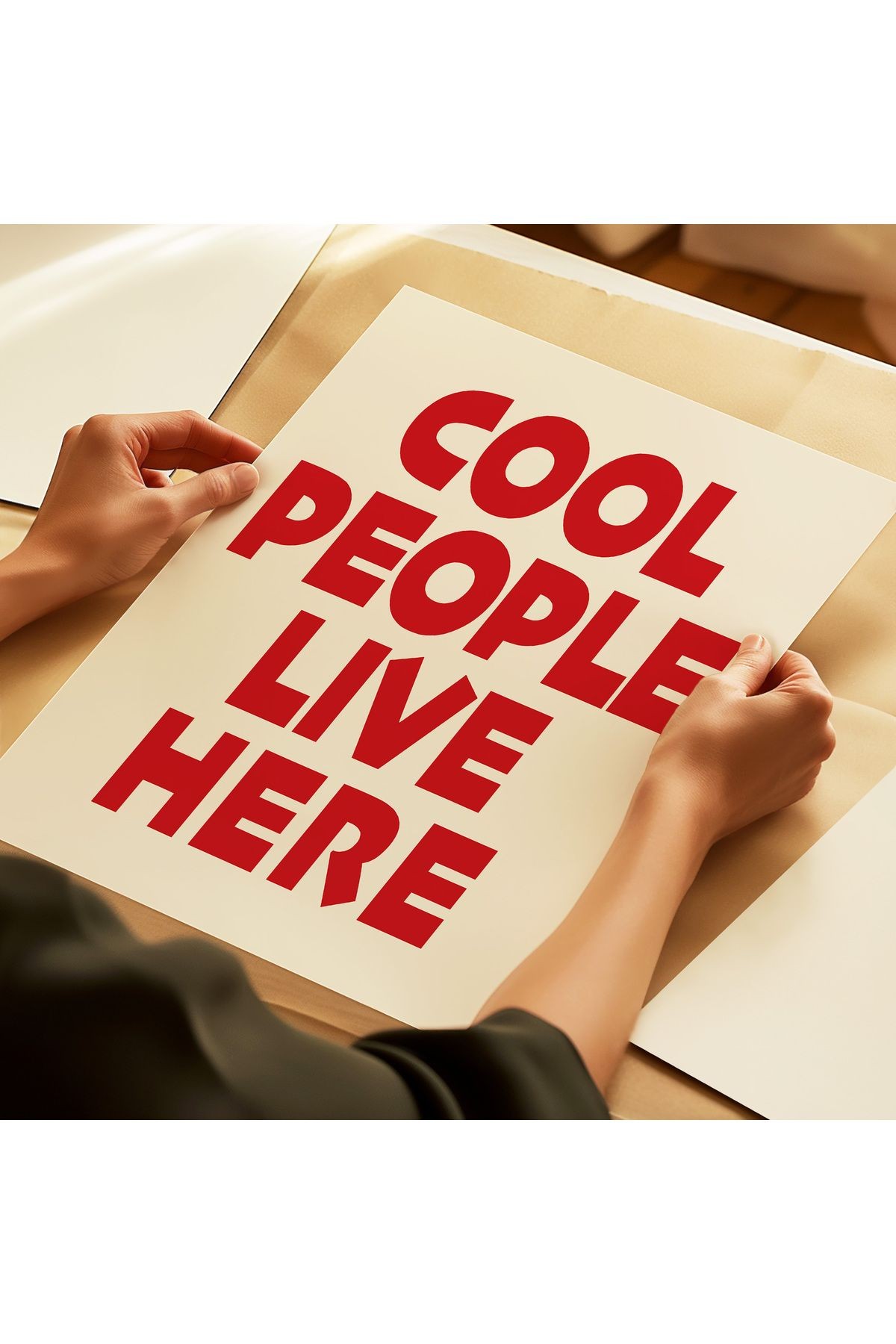 COOL PEOPLE LIVE HERE Poster – Modern Tipografi Duvar Yazısı - Çerçevesiz Poster