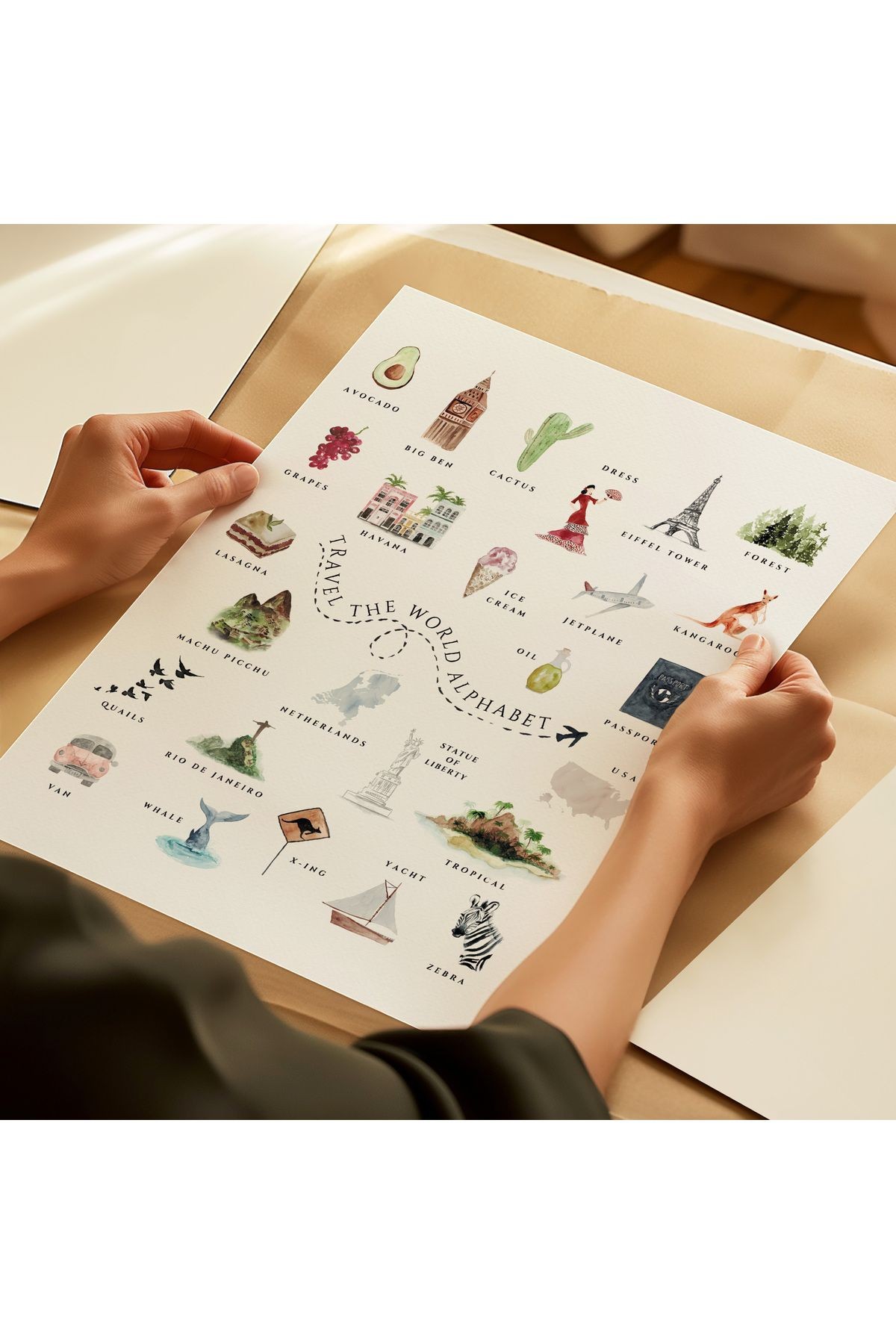 Travel Alphabet - Seyahat Alfabesi - Tablo Ölçülerinde Çerçevesiz Poster