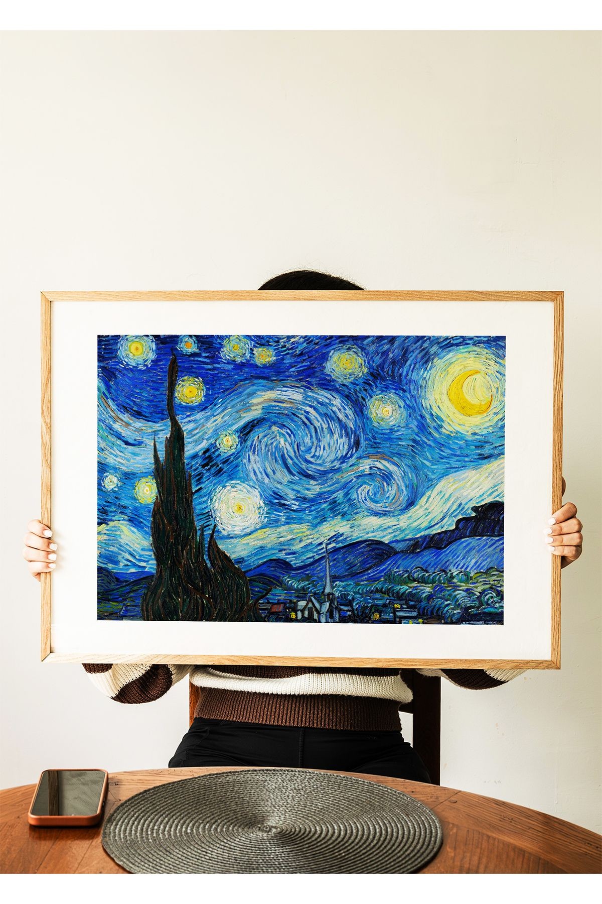 Van Gogh Poster - The Starry Night - Yıldızlı Gece Poster - Tablo Ölçülerinde Çerçevesiz Poster