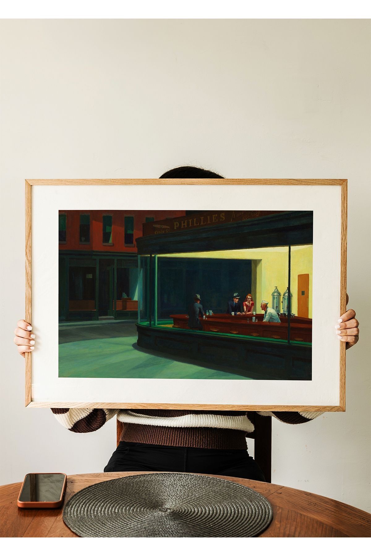 Edward Hopper Poster - Gece Kuşları - Nighthawks - Tablo Ölçülerinde Çerçevesiz Poster