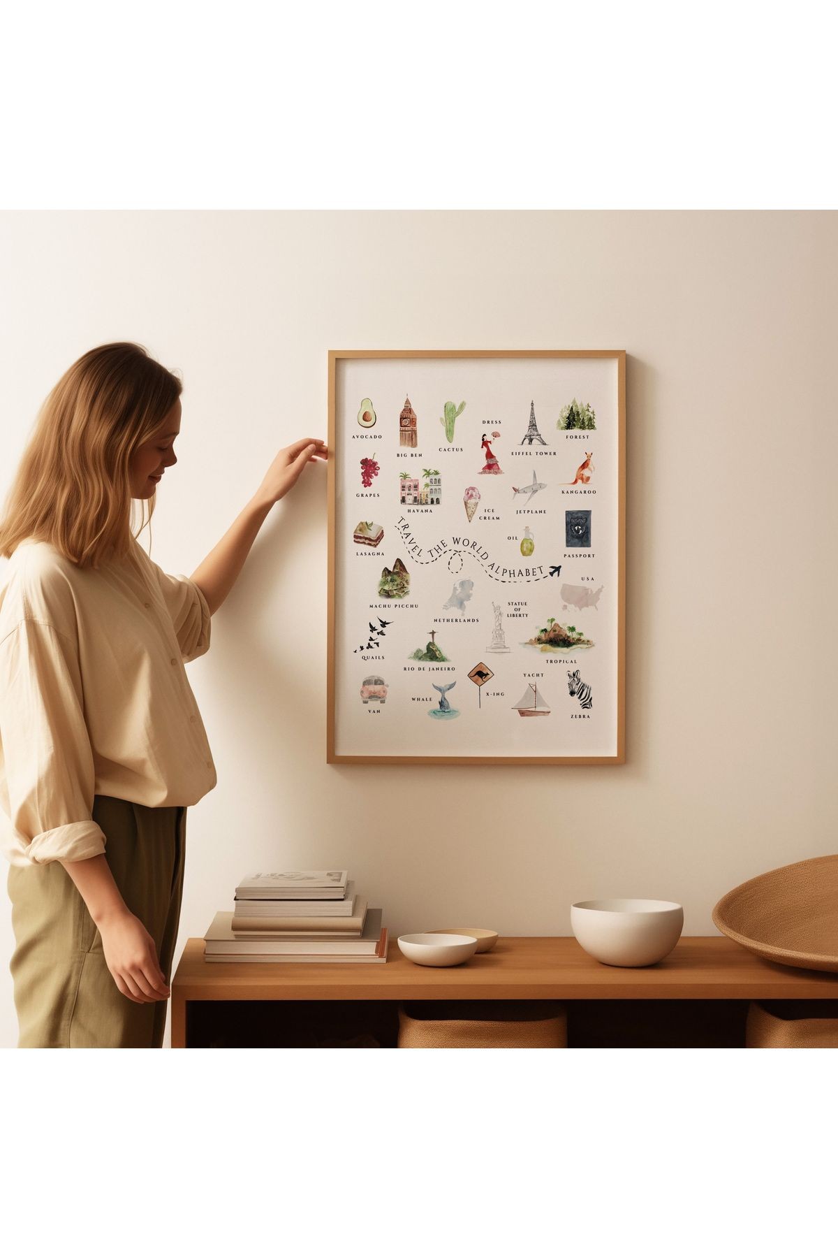 Travel Alphabet - Seyahat Alfabesi - Tablo Ölçülerinde Çerçevesiz Poster