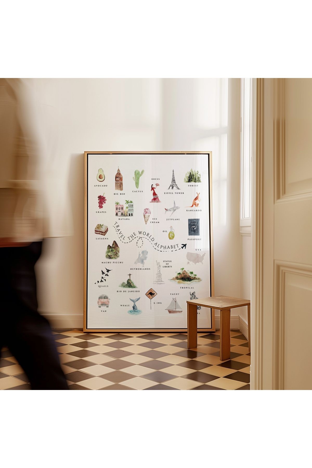 Travel Alphabet - Seyahat Alfabesi - Tablo Ölçülerinde Çerçevesiz Poster