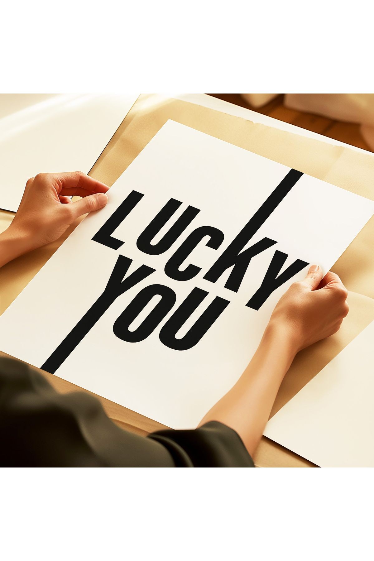 LUCKY YOU – Minimal Siyah Beyaz Poster - Tablo Ölçülerinde Çerçevesiz Poster