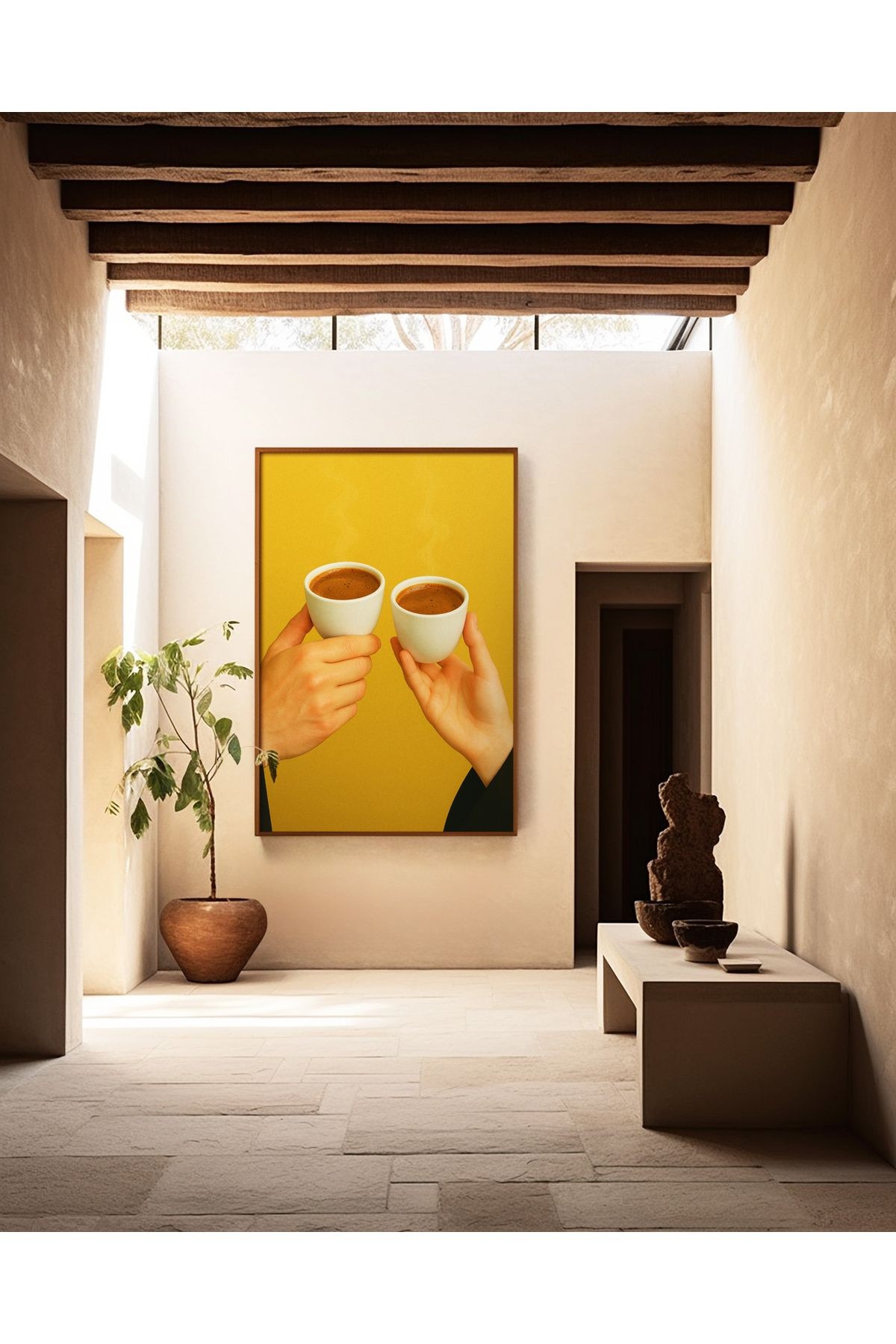 A Cup of Connection - Minimal Espresso Kahve Posteri - Tablo Ölçülerinde Çerçevesiz Poster