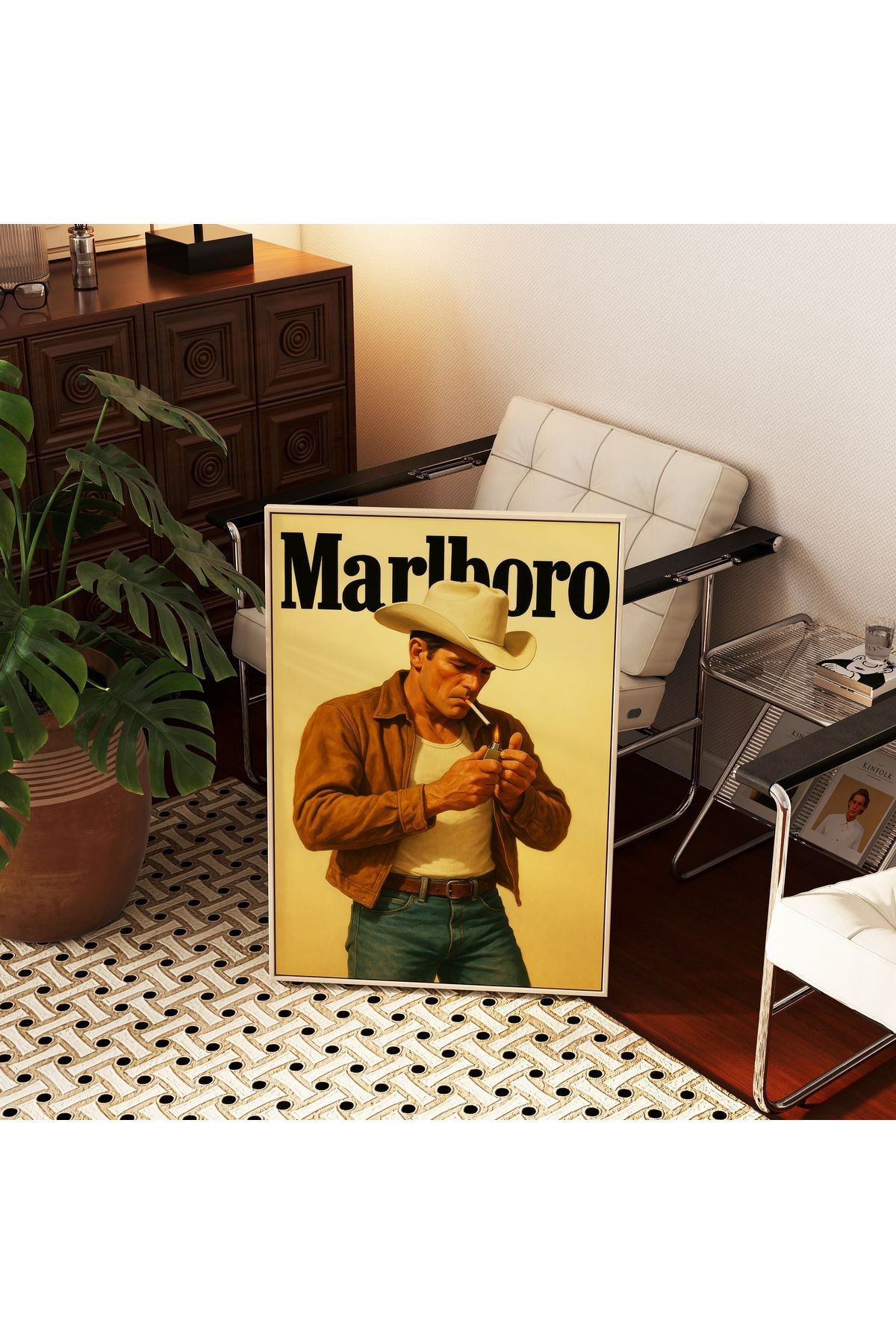 Marlboro Cowboy - Retro Western Stil - Tablo Ölçülerinde Çerçevesiz Poster
