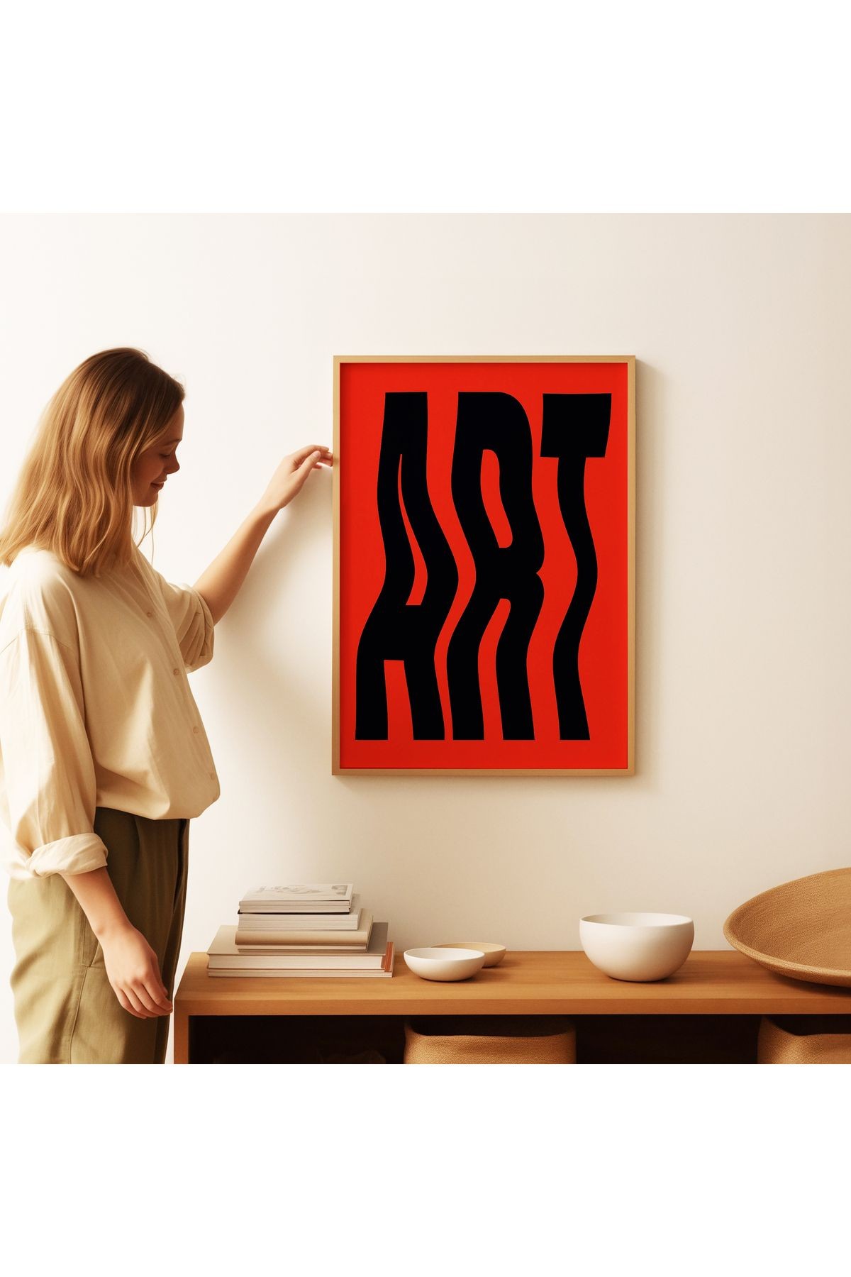 ART - Kırmızı ve Siyah Modern Tipografi - Tablo Ölçülerinde Çerçevesiz Poster