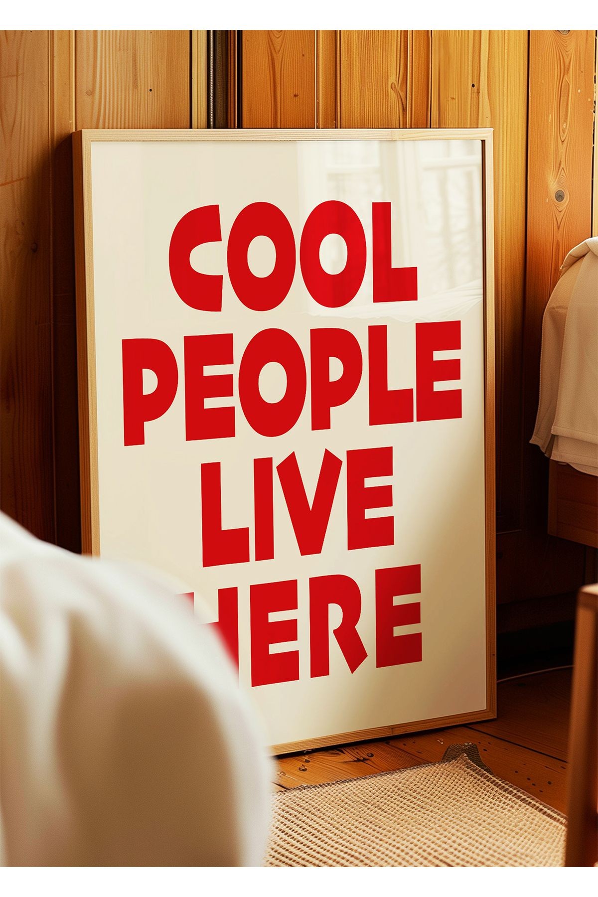 COOL PEOPLE LIVE HERE Poster – Modern Tipografi Duvar Yazısı - Çerçevesiz Poster