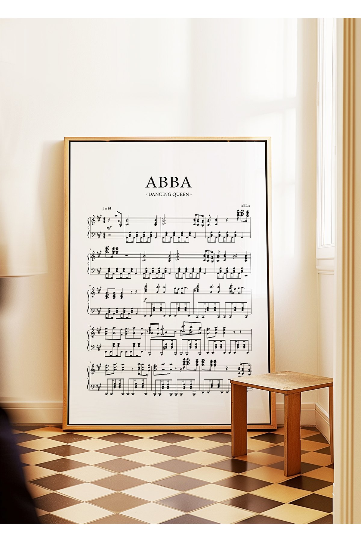 ABBA Dancing Queen - Notalı Müzik Posteri - Tablo Ölçülerinde Çerçevesiz Poster