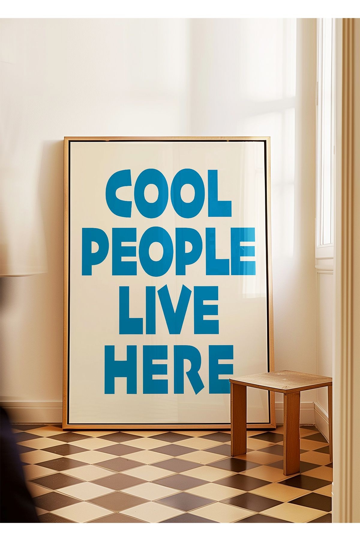 COOL PEOPLE LIVE HERE Poster – Modern Tipografi Duvar Yazısı - Çerçevesiz Poster
