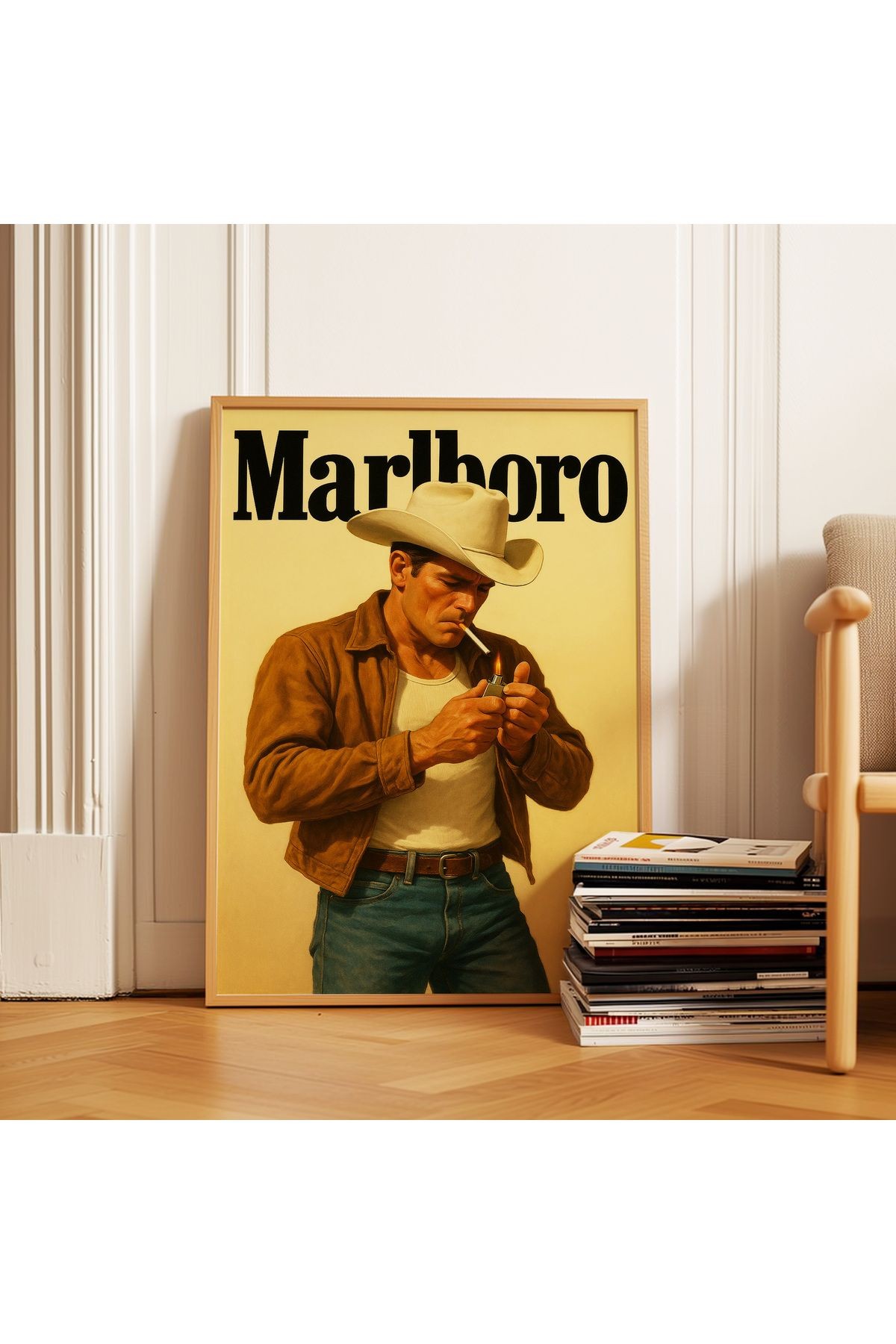 Marlboro Cowboy - Retro Western Stil - Tablo Ölçülerinde Çerçevesiz Poster