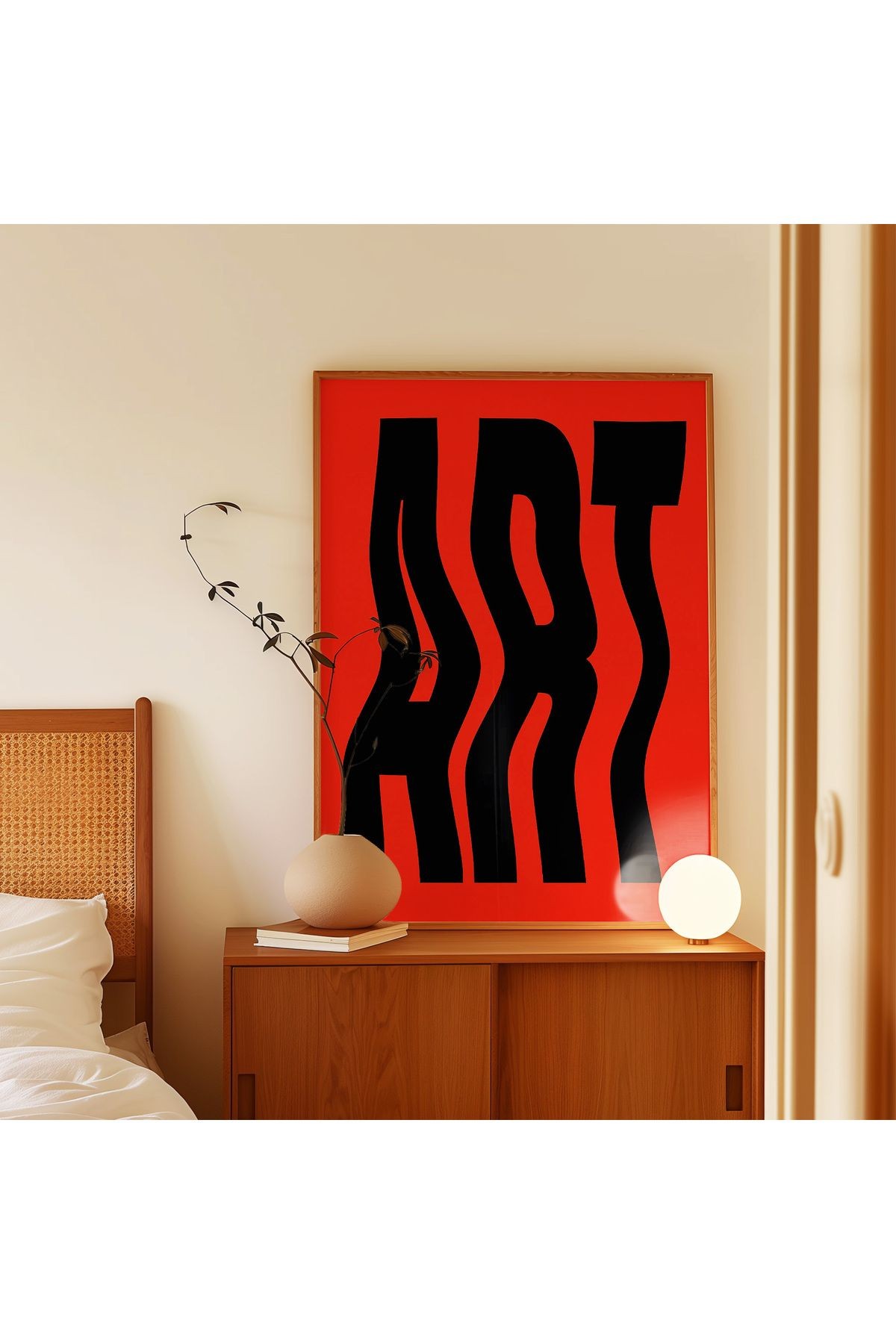 ART - Kırmızı ve Siyah Modern Tipografi - Tablo Ölçülerinde Çerçevesiz Poster