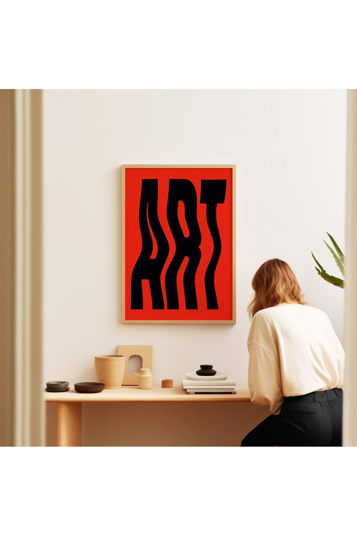 ART - Kırmızı ve Siyah Modern Tipografi - Tablo Ölçülerinde Çerçevesiz Poster