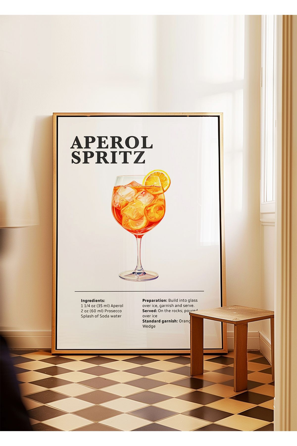 Aperol Spritz - Kokteyl Posteri -  Duvar Dekorasyonu   Tablo Ölçülerinde Çerçevesiz Poster