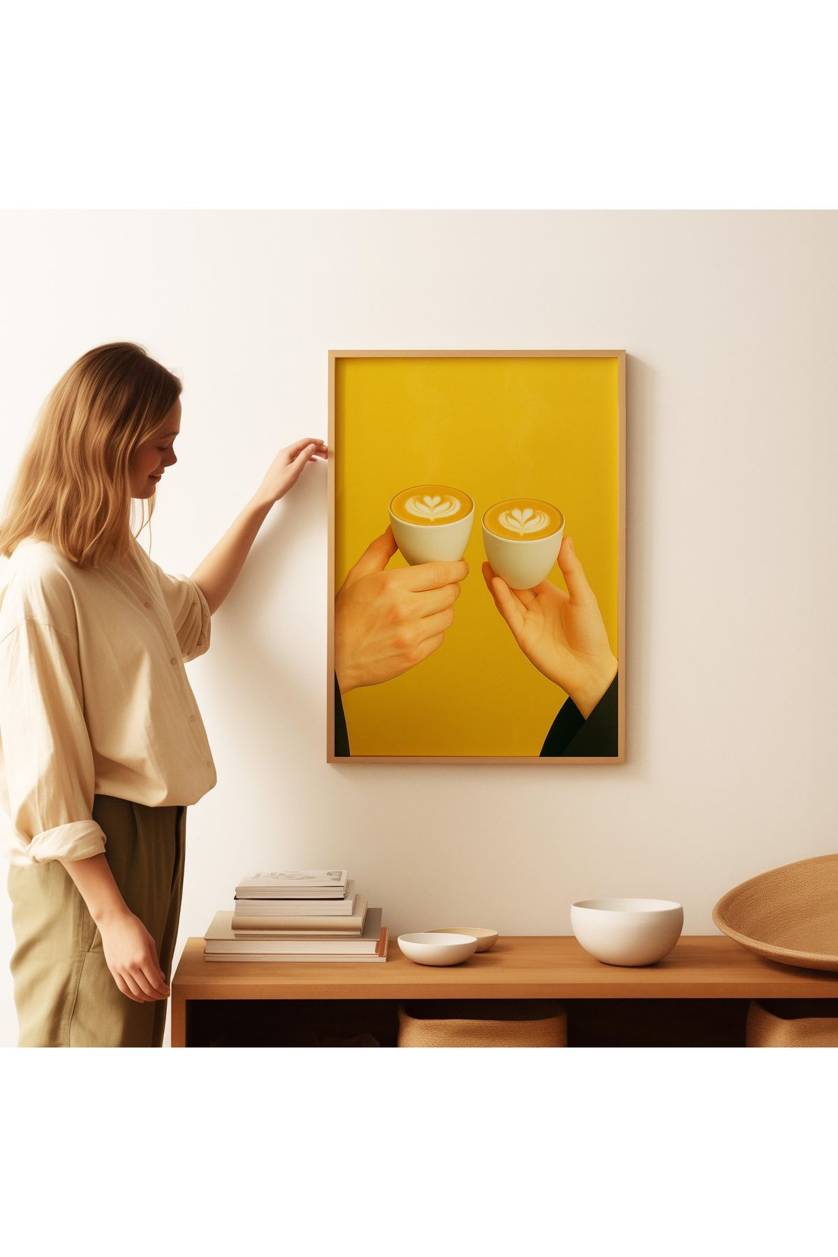 A Cup of Connection - Minimal Cortado Kahve Posteri - Tablo Ölçülerinde Çerçevesiz Poster